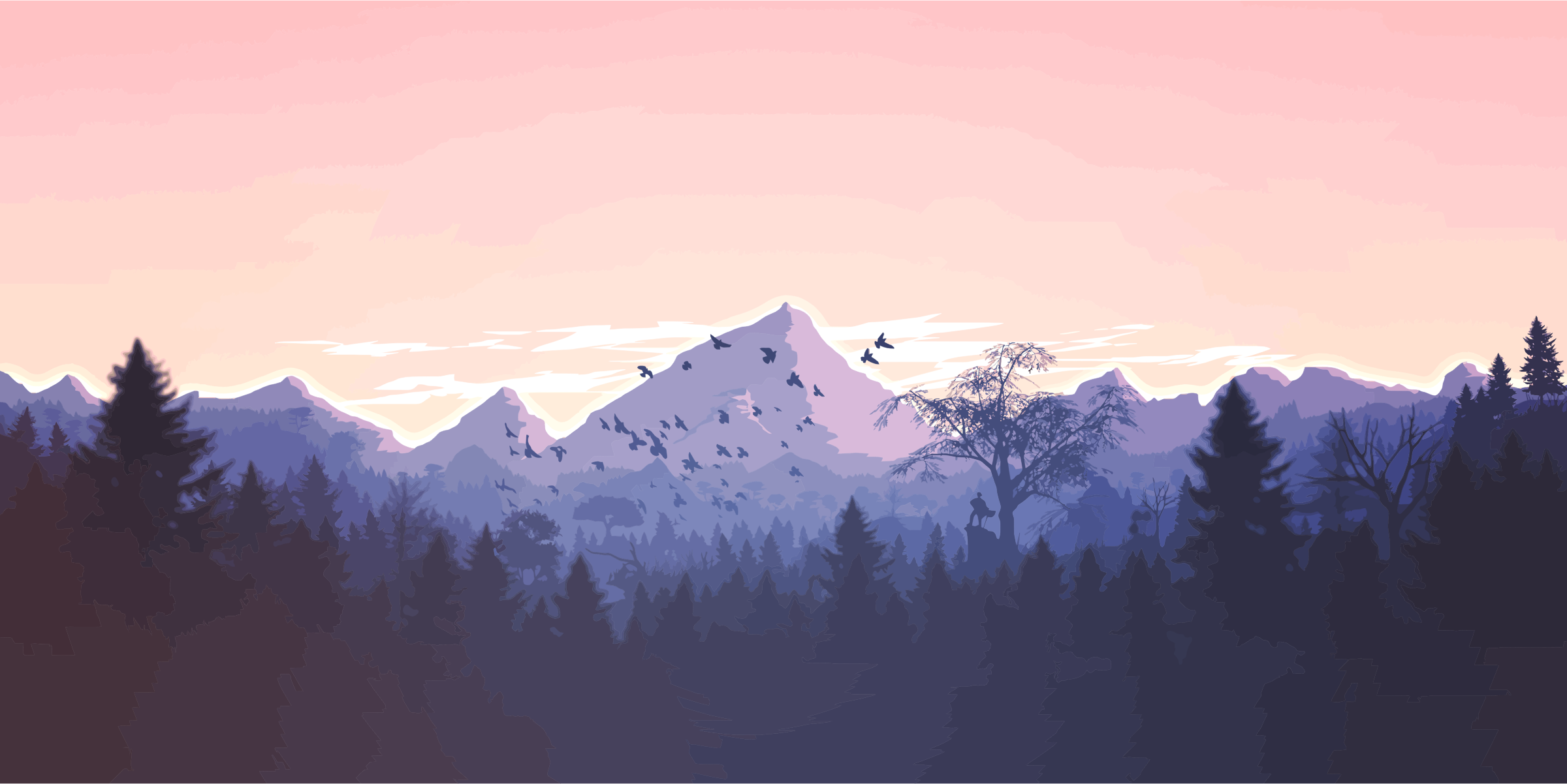 Forrest And Mountains Illustration. Fondos de pantalla bosques