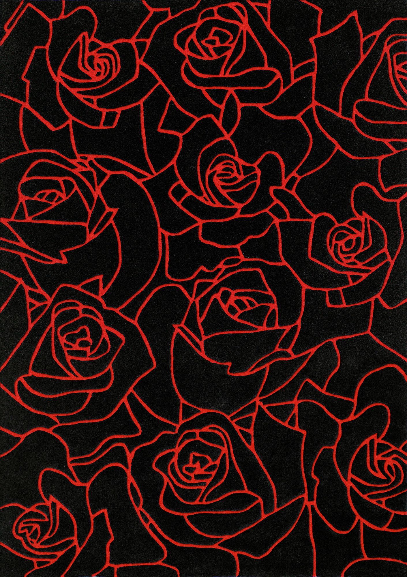 Mystique Black/Red Roses Area Rug