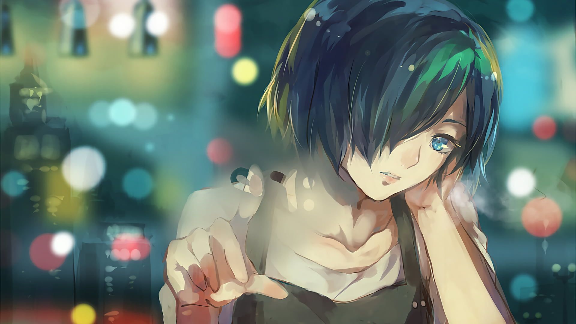 Green haired female anime character illustration HD wallpaper  Wallpaper  Flare