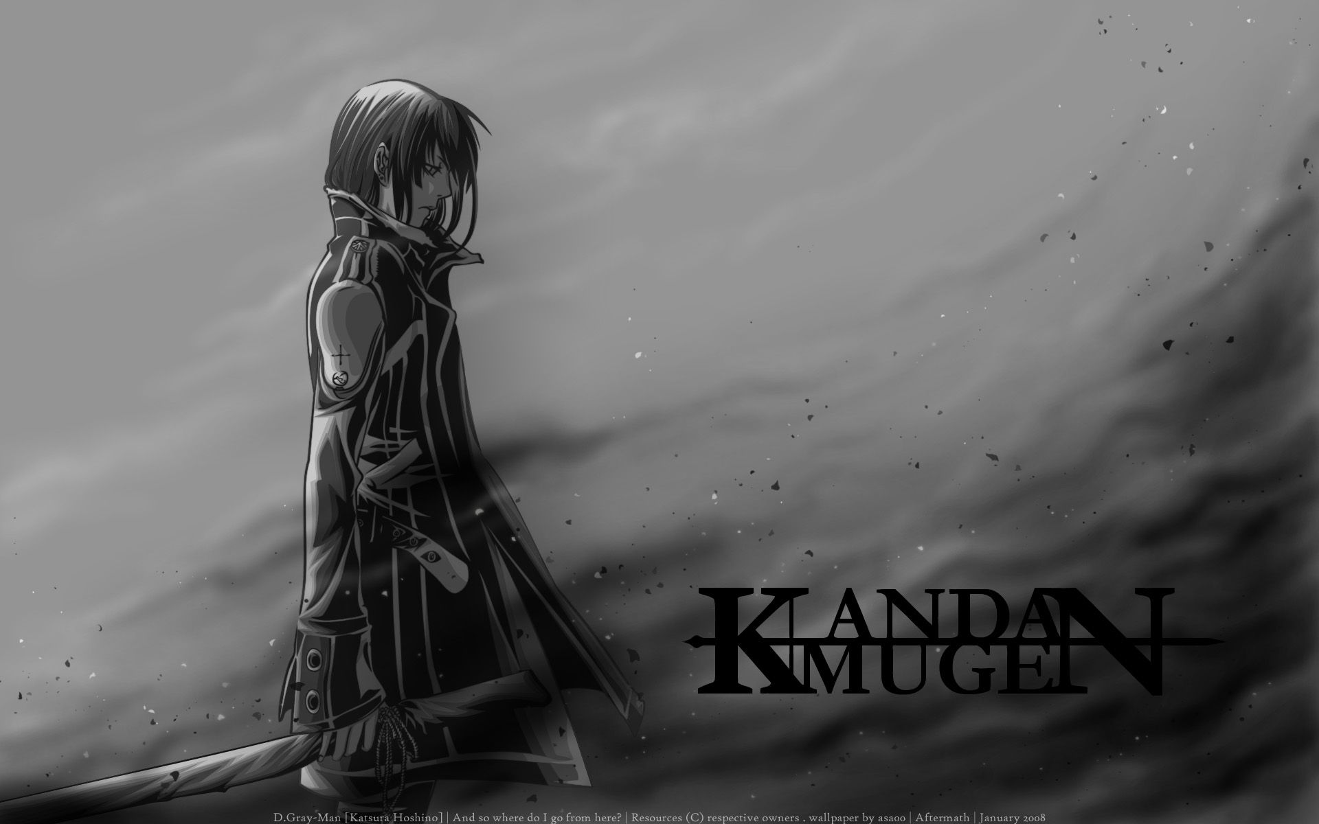 D.gray Man Jpeg Artifacts Kanda Yuu Monochrome. Konachan.com