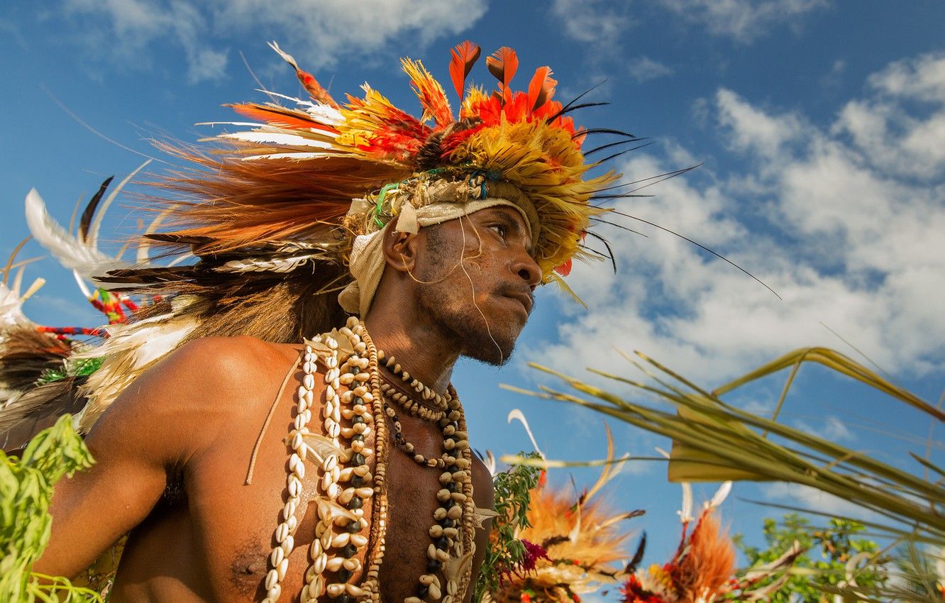 Wallpaper decoration, dance, male, aboriginal, Papua New Guinea