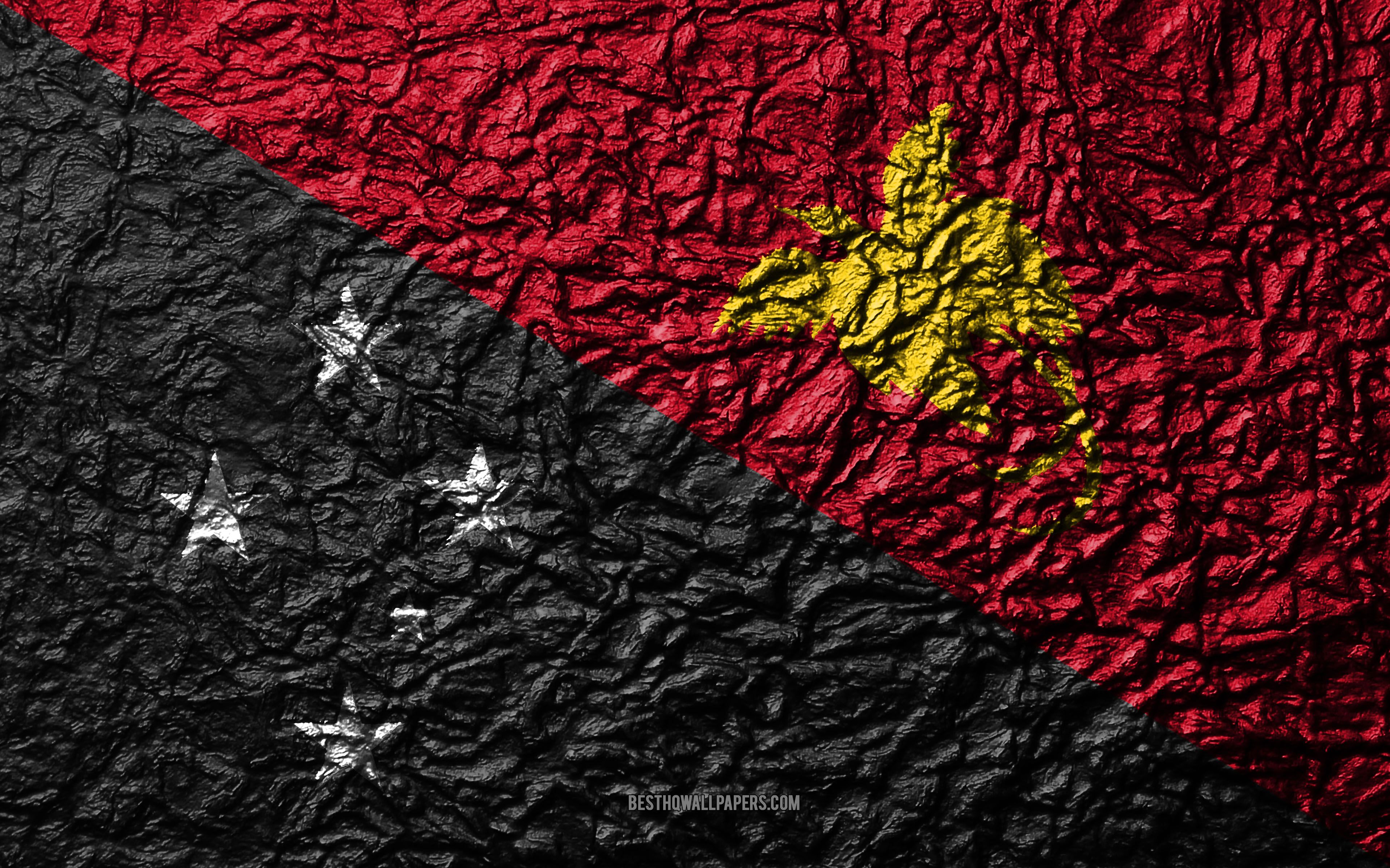Download wallpaper Flag of Papua New Guinea, 4k, stone texture