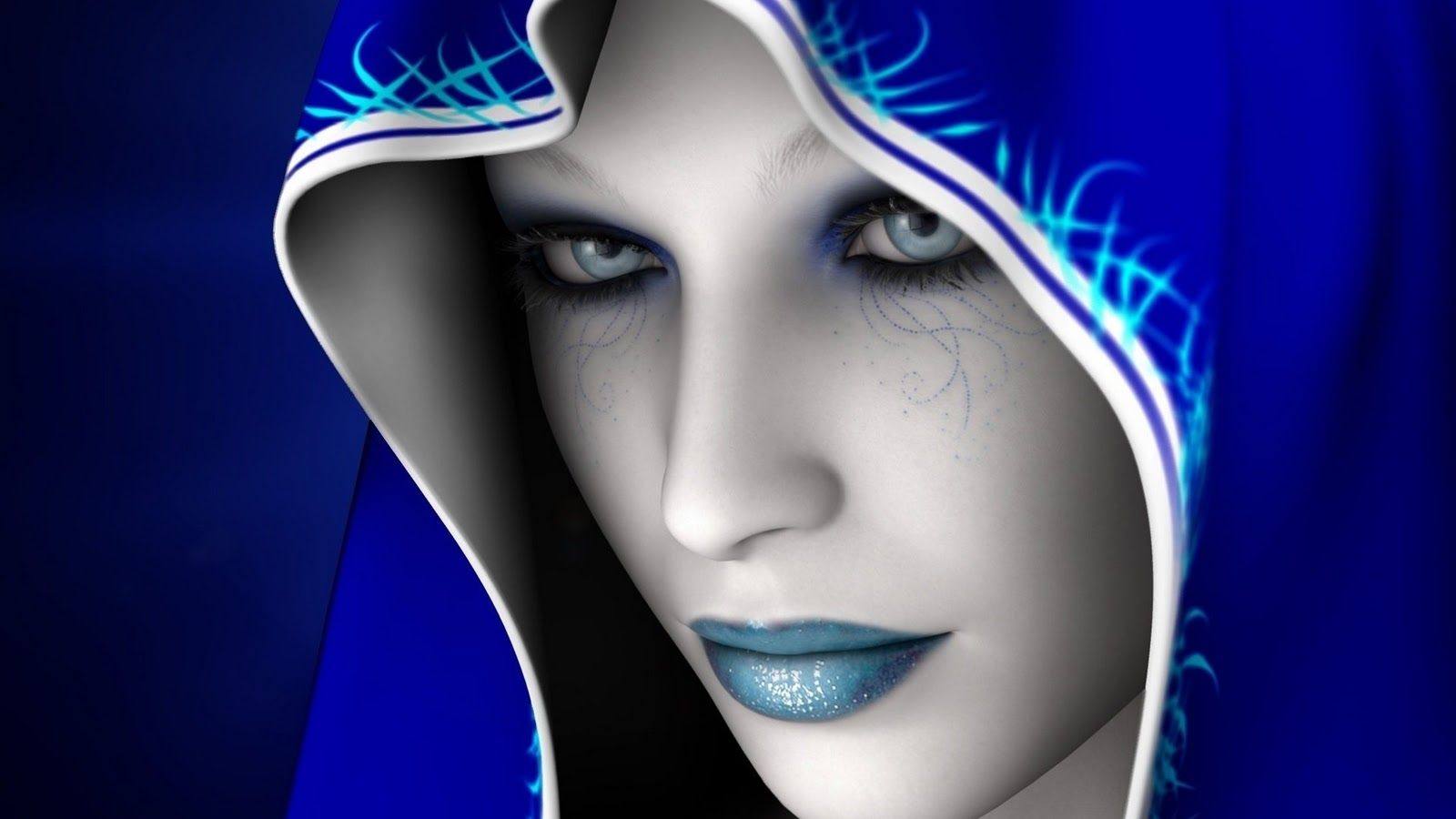 Fantasy Wallpaper. Fantasy girl, Fantasy women, Blue lipstick makeup