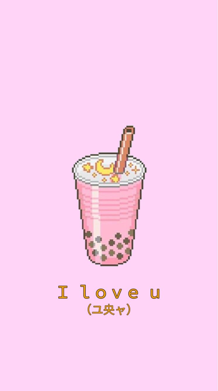 cute, aesthetic, bubble tea, Japanese, pastel pink, iPhone
