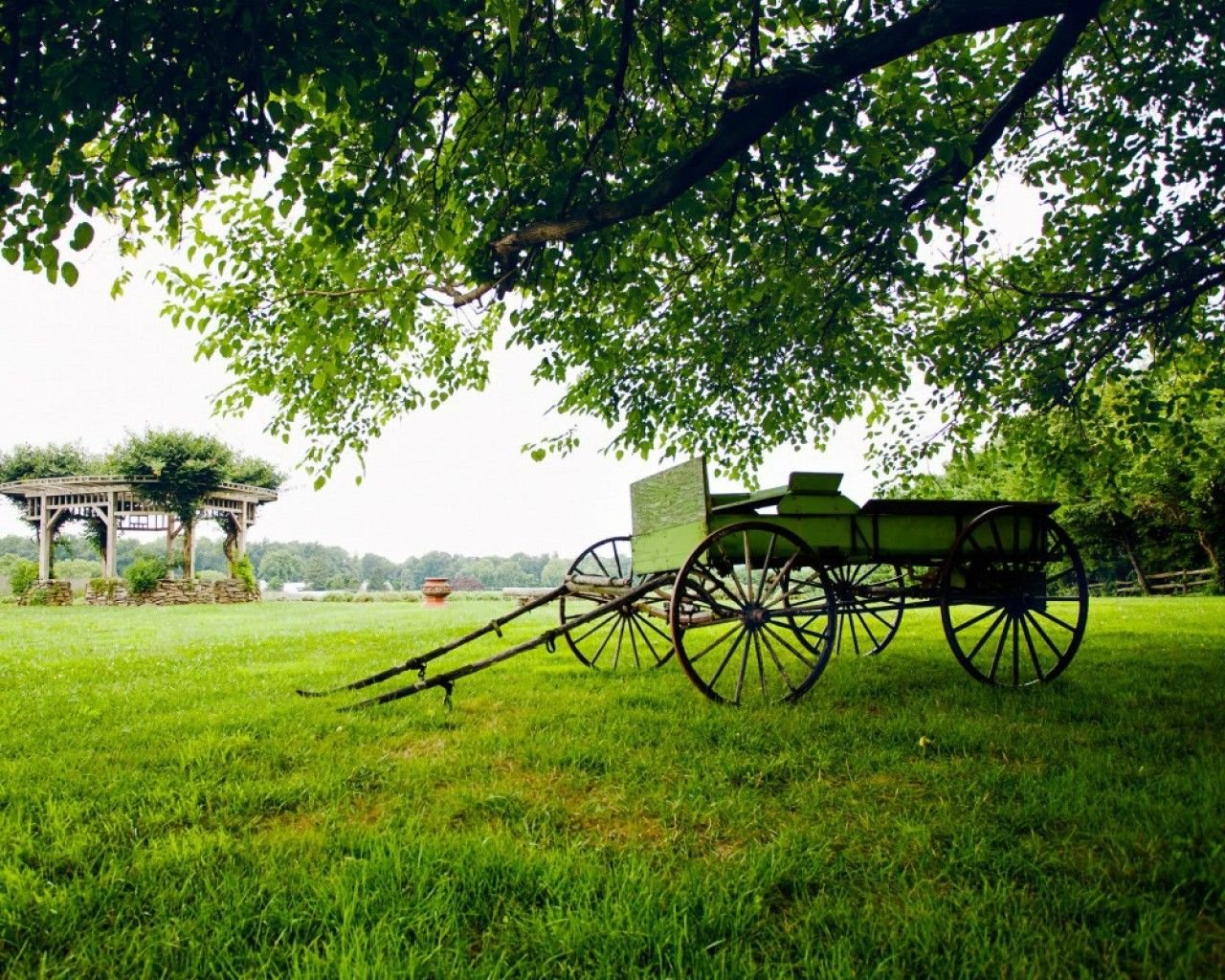Landscape with a cart wallpaper and image, picture