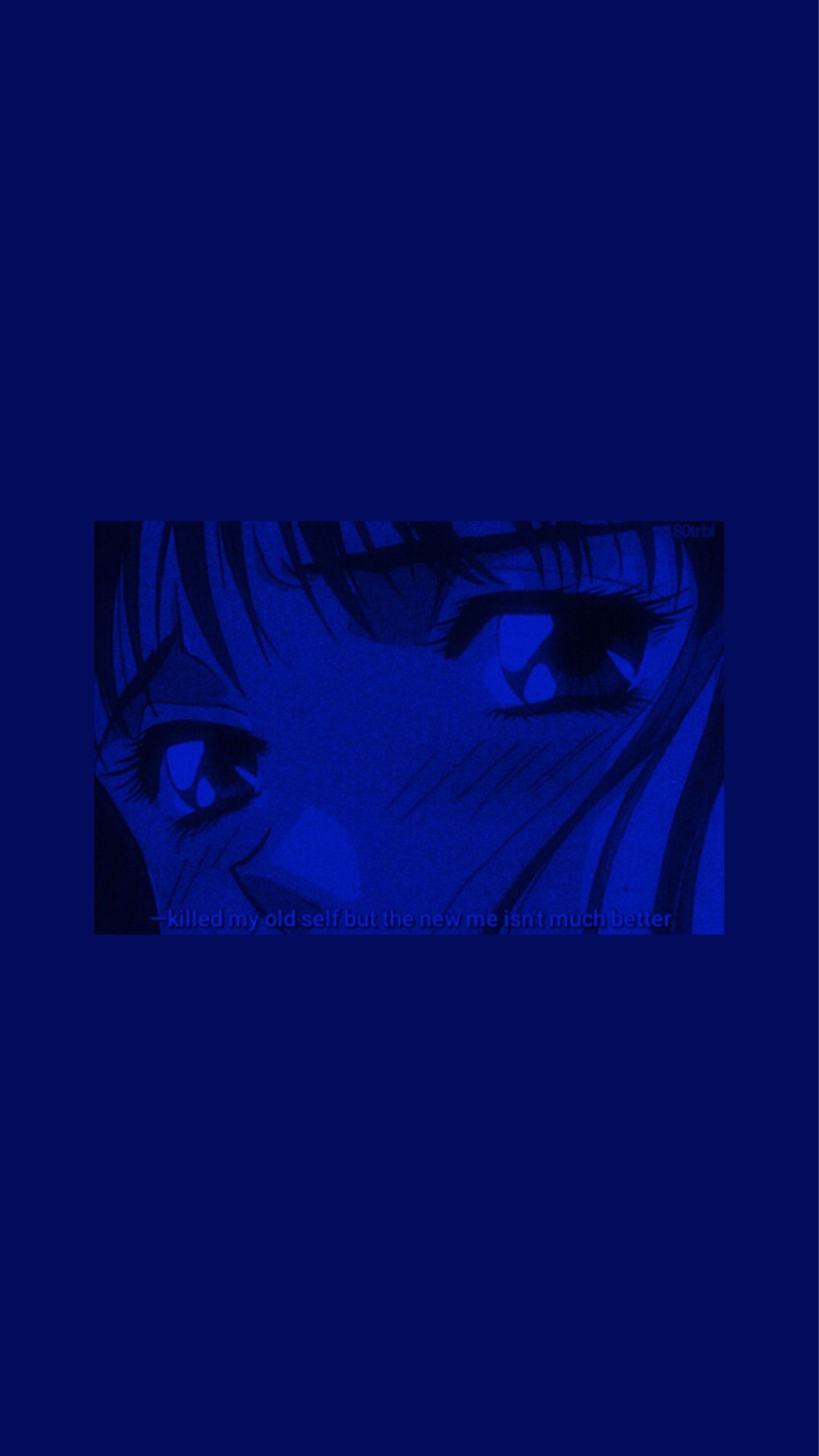 aesthetic blue dark anime Image by
