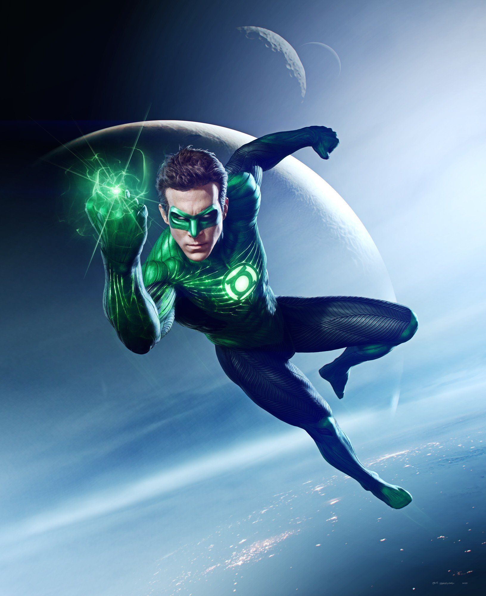Green Lantern, 3D, Superhero, Mask, Costumes, Flying, Planet HD