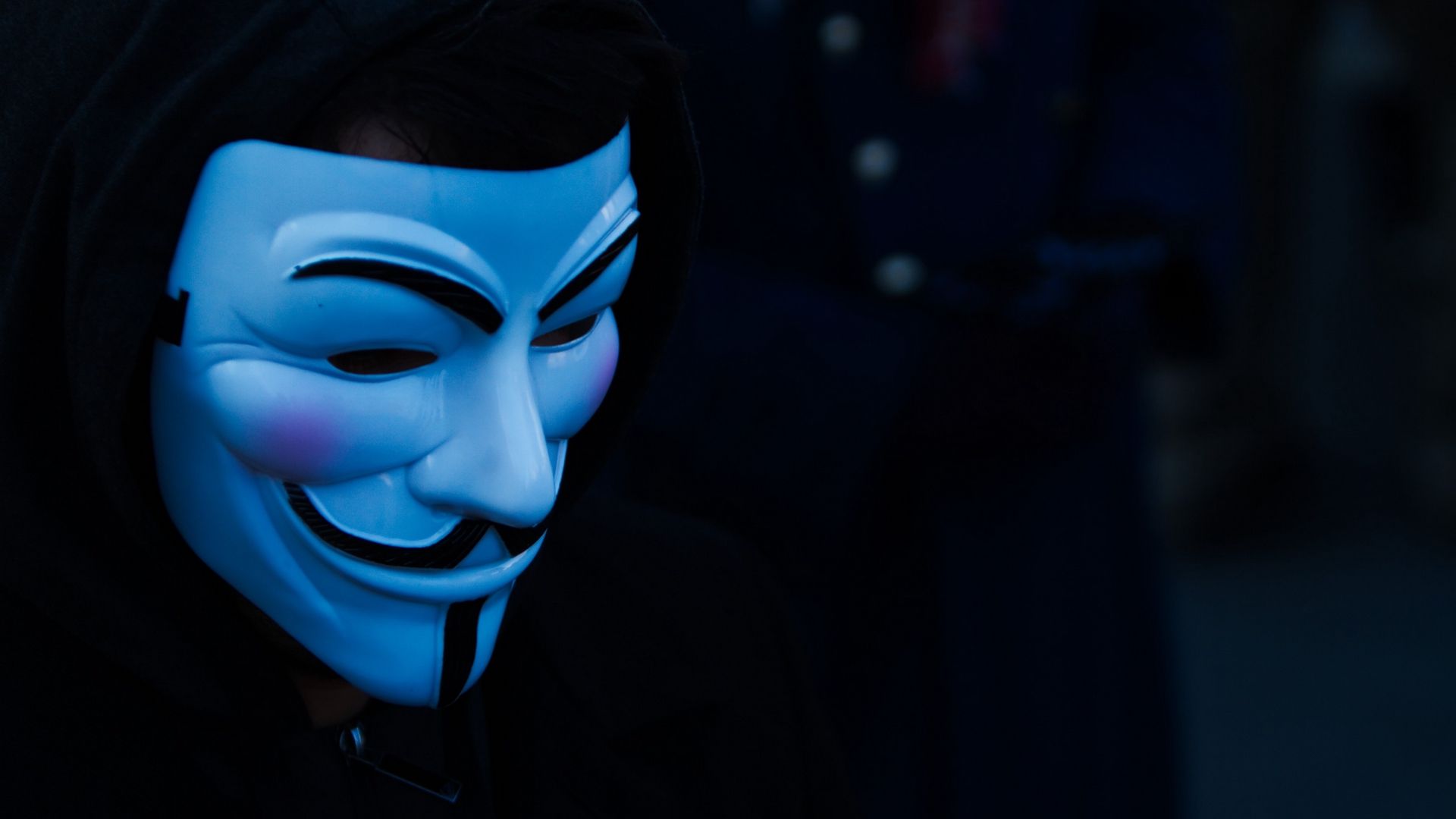 Download wallpaper 1920x1080 mask, hood, anonymous, face full HD