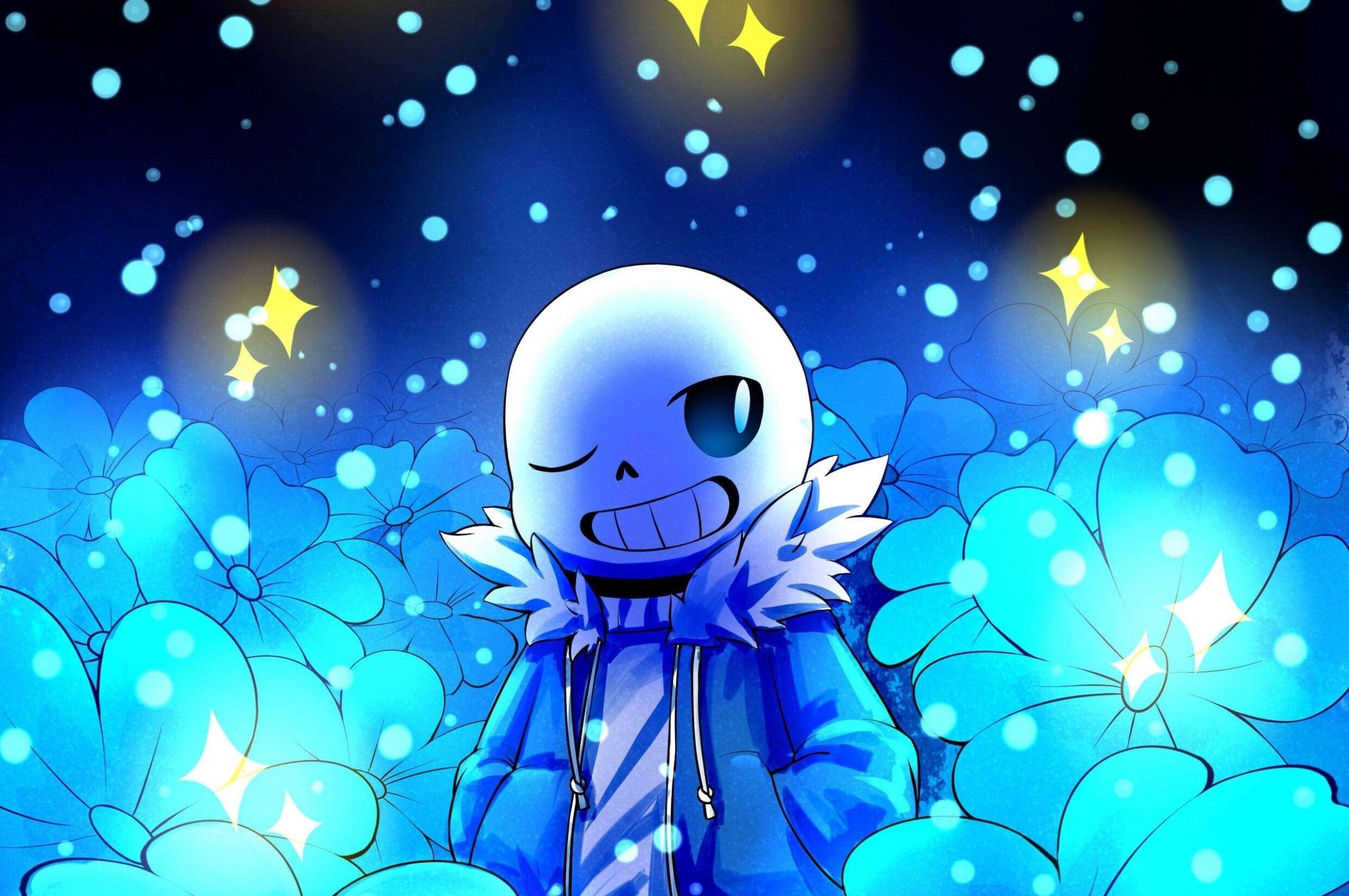 Download 2560x1700 Sans, Undertale, Wink, Stars, Smiling