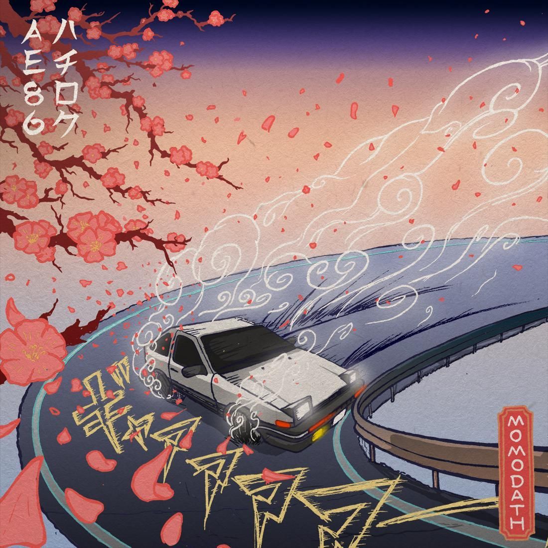 AE86 Cherry blossom drift traditional Japanese style [Hand Drawn And Digital]. Art cars, Jdm wallpaper, Art