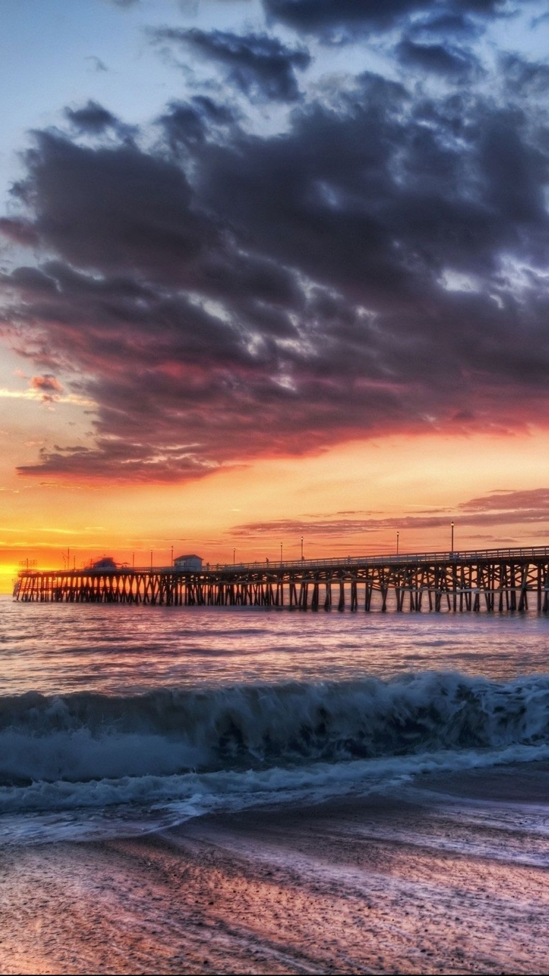 California Beach Dock Sunset Android Wallpaper free download