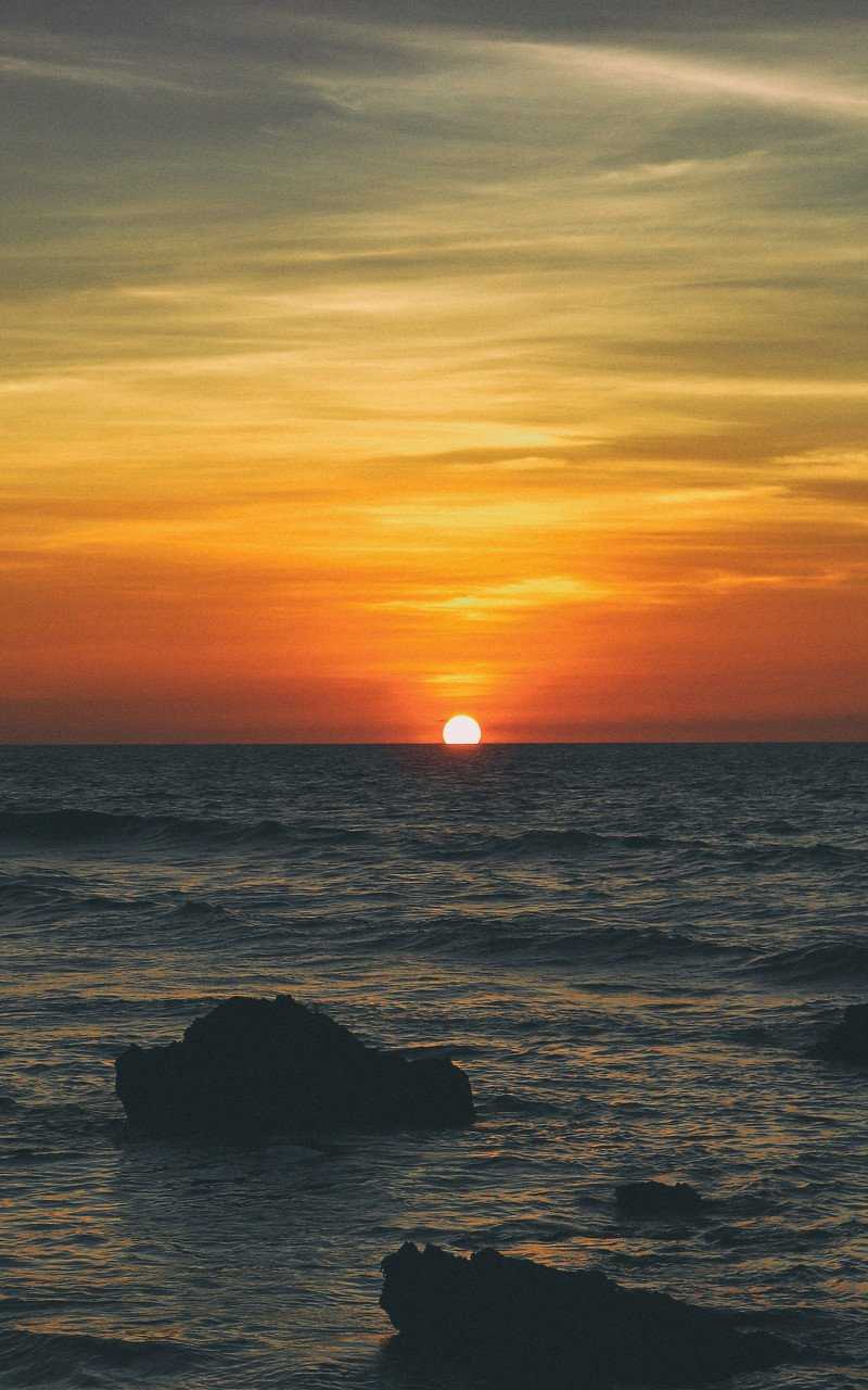 Beach Sunset Sea Sunrise 5K HD Wallpaper (800x1280)