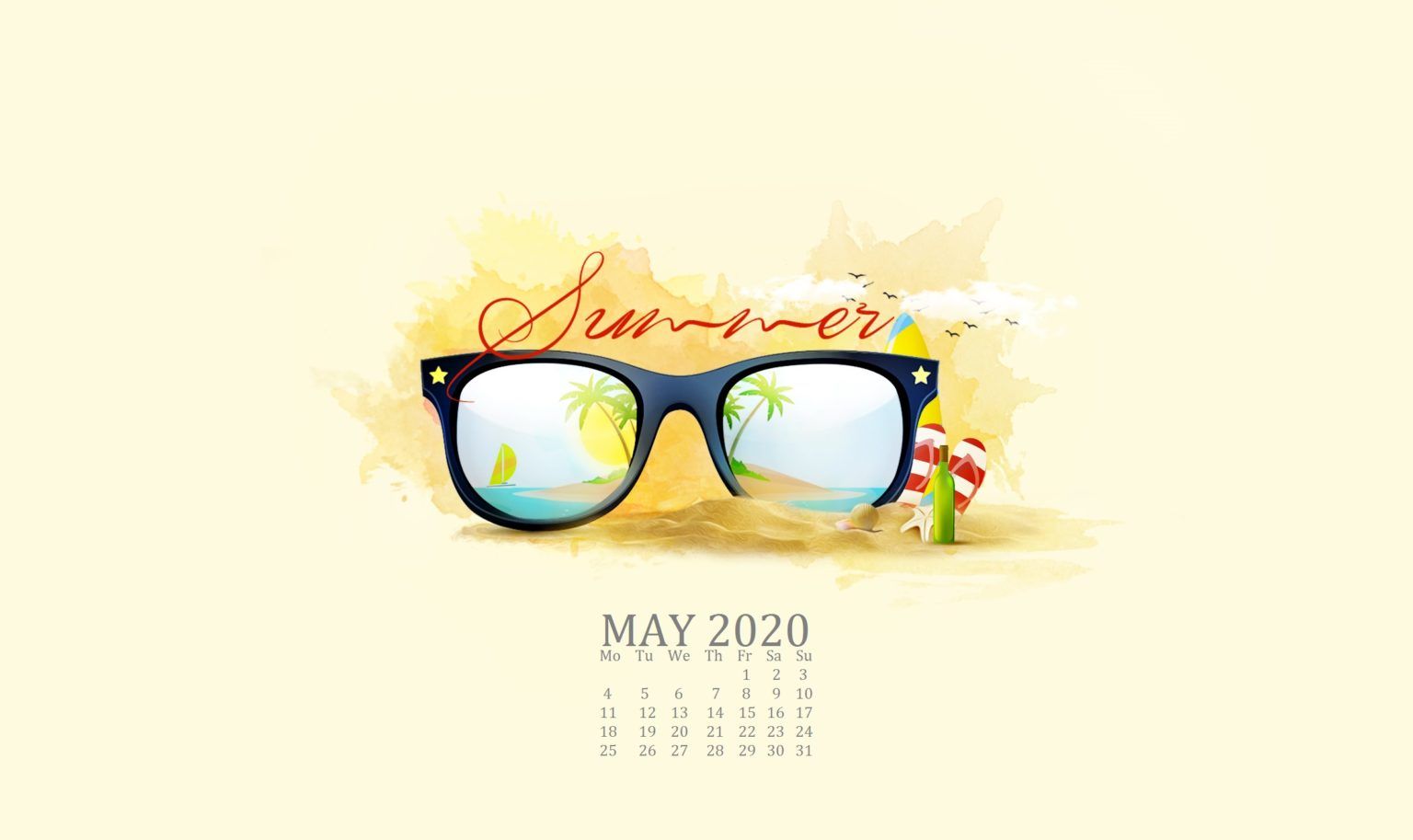 May 2020 Desktop Calendar Wallpaper