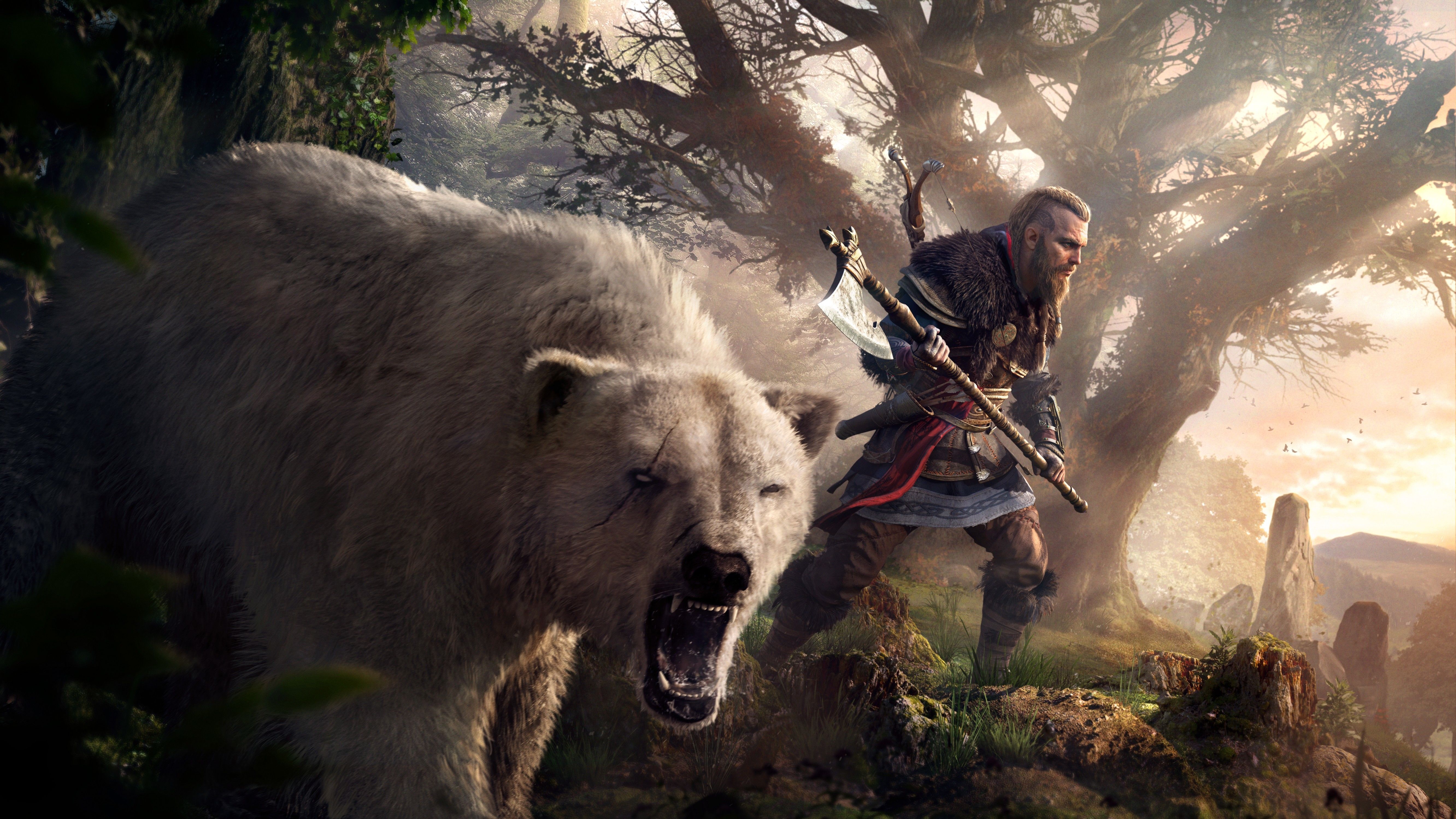 Eivor & Polar Bear Assassins Creed Valhalla Wallpaper, HD Games 4K