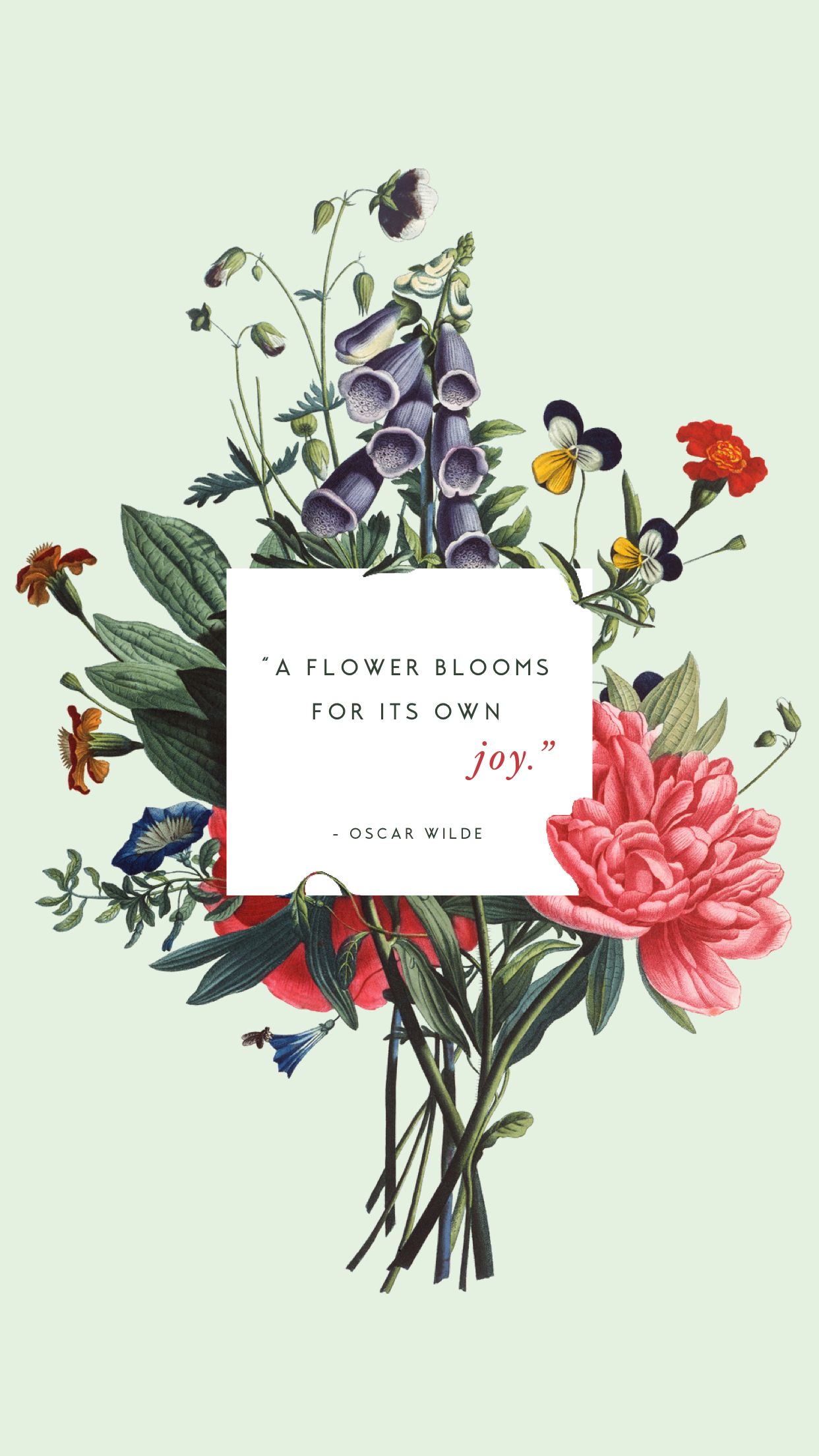 Floral bouquet Oscar Wilde quote spring phone wallpaper Lynn