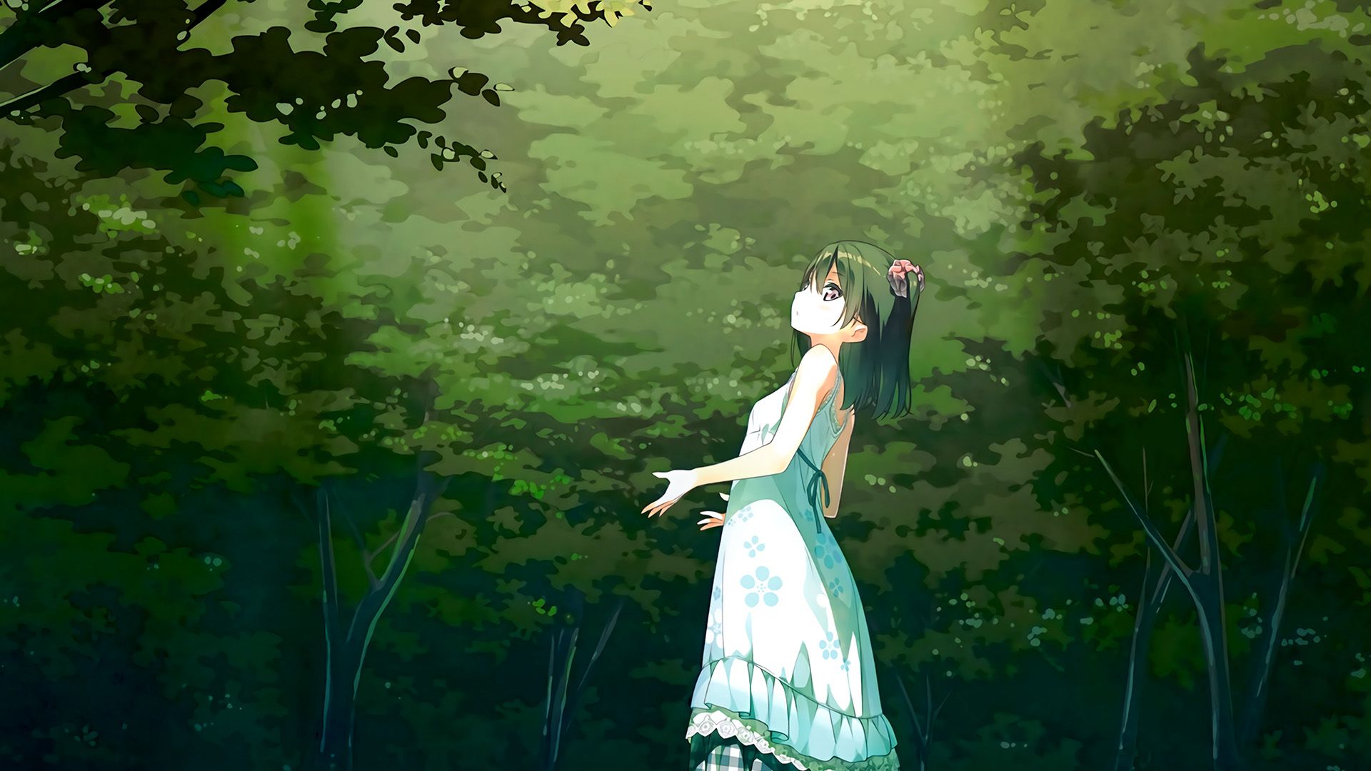 Anime Girl Green Art Illustration Wallpaper