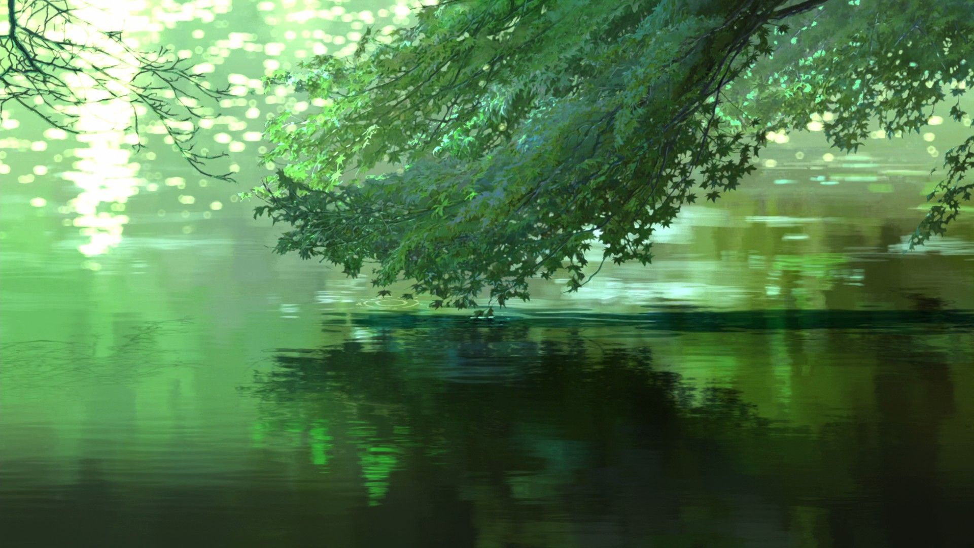 Makoto Shinkai, Anime, Trees, Green, The Garden of Words Wallpaper HD / Desktop and Mobile Background