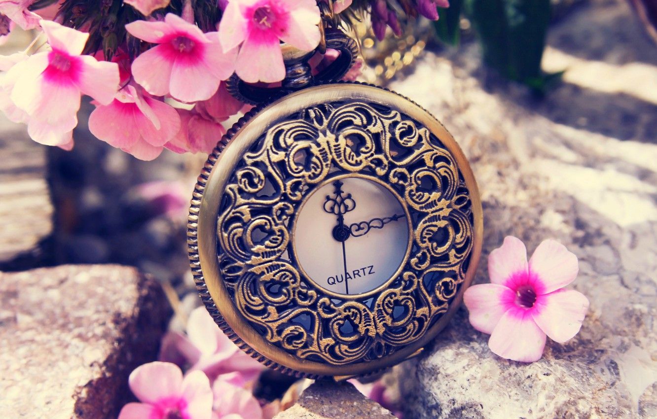 Wallpaper flowers, time, watch, spring, dial, flowers, spring