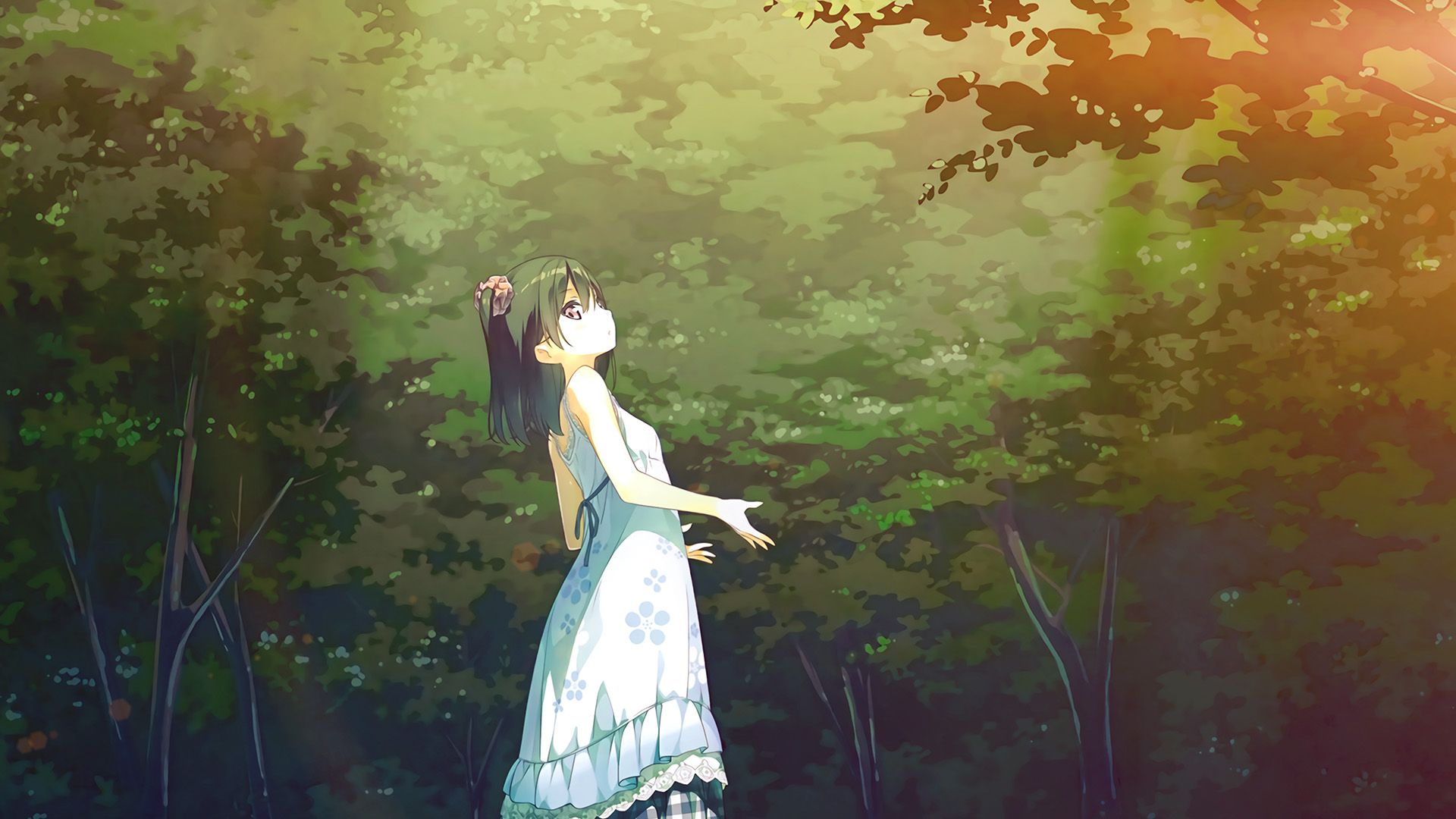 Anime Girl Green Art Illustration Flare Wallpaper