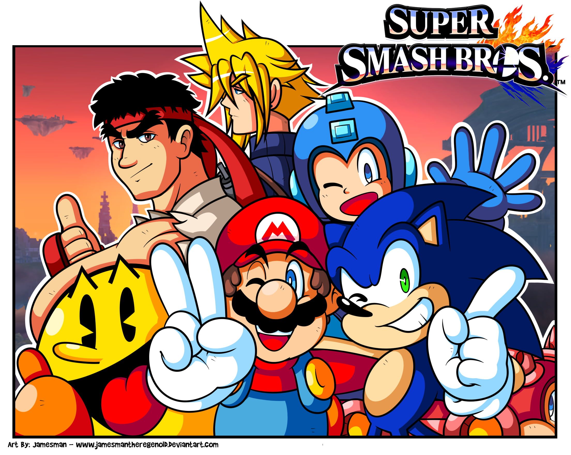 Super Smash Bros game poster, Sonic, Sonic the Hedgehog, Super