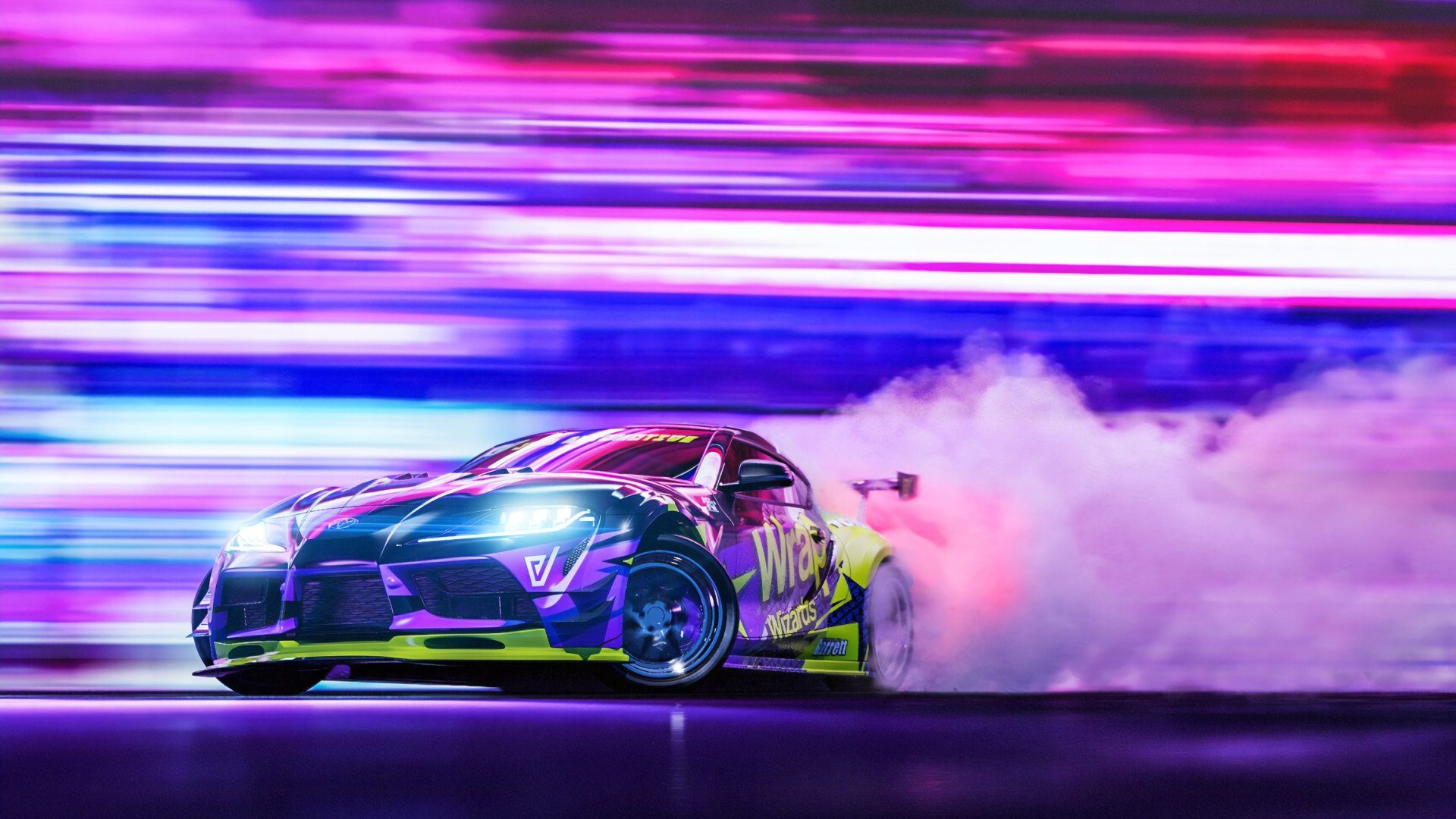 Toyota Supra Car Racing Drift Night PS4 Wallpaper