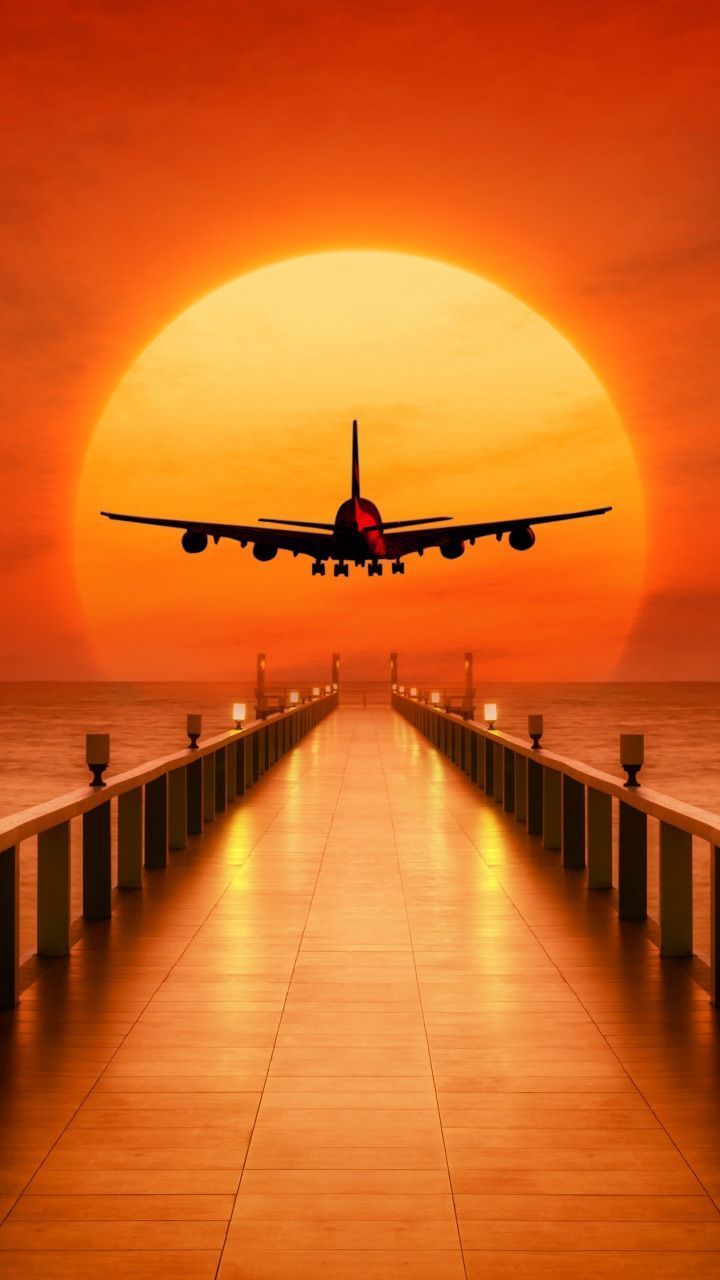 Airplane Sunset Wallpaper Free Airplane Sunset Background