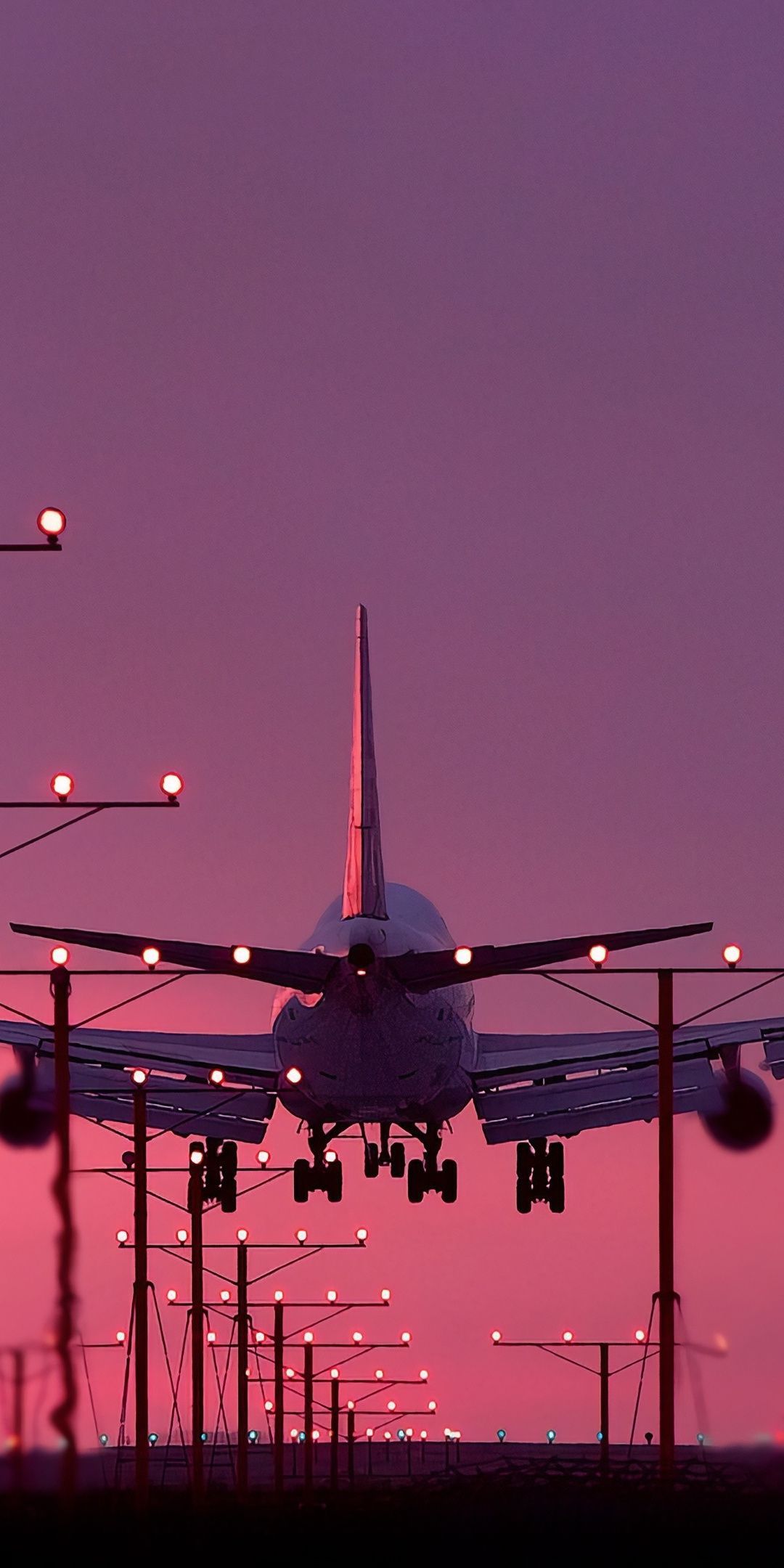 Aircraft, landing, sunset, 1080x2160 wallpaper. Airplane