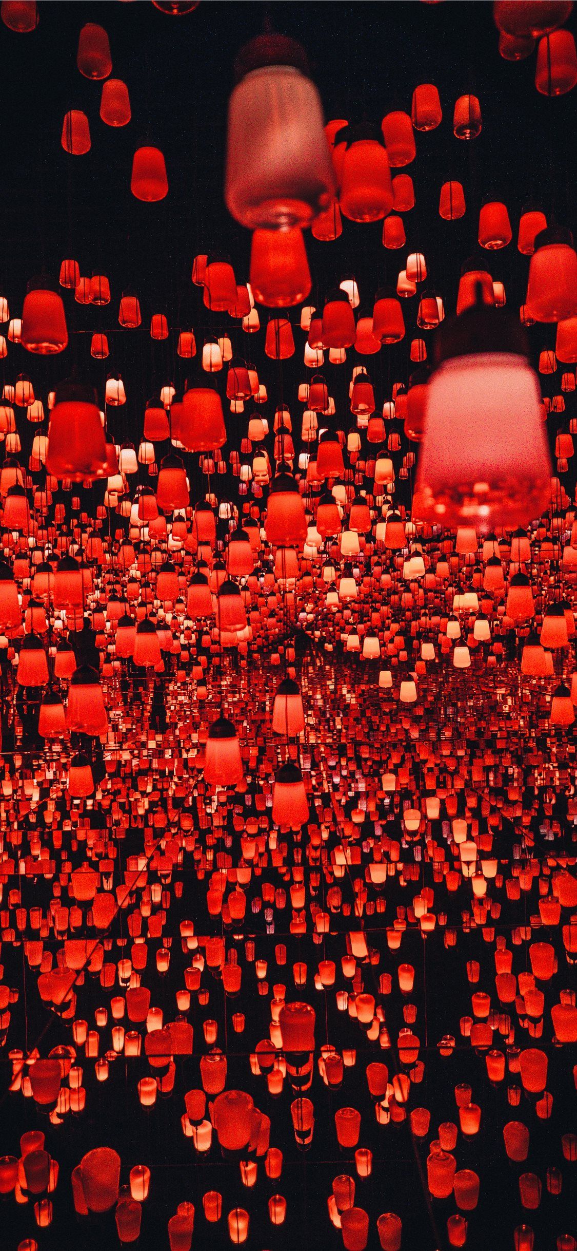 hundreds of Chinese lanterns at the teamLab Border. iPhone X Wallpaper Free Download