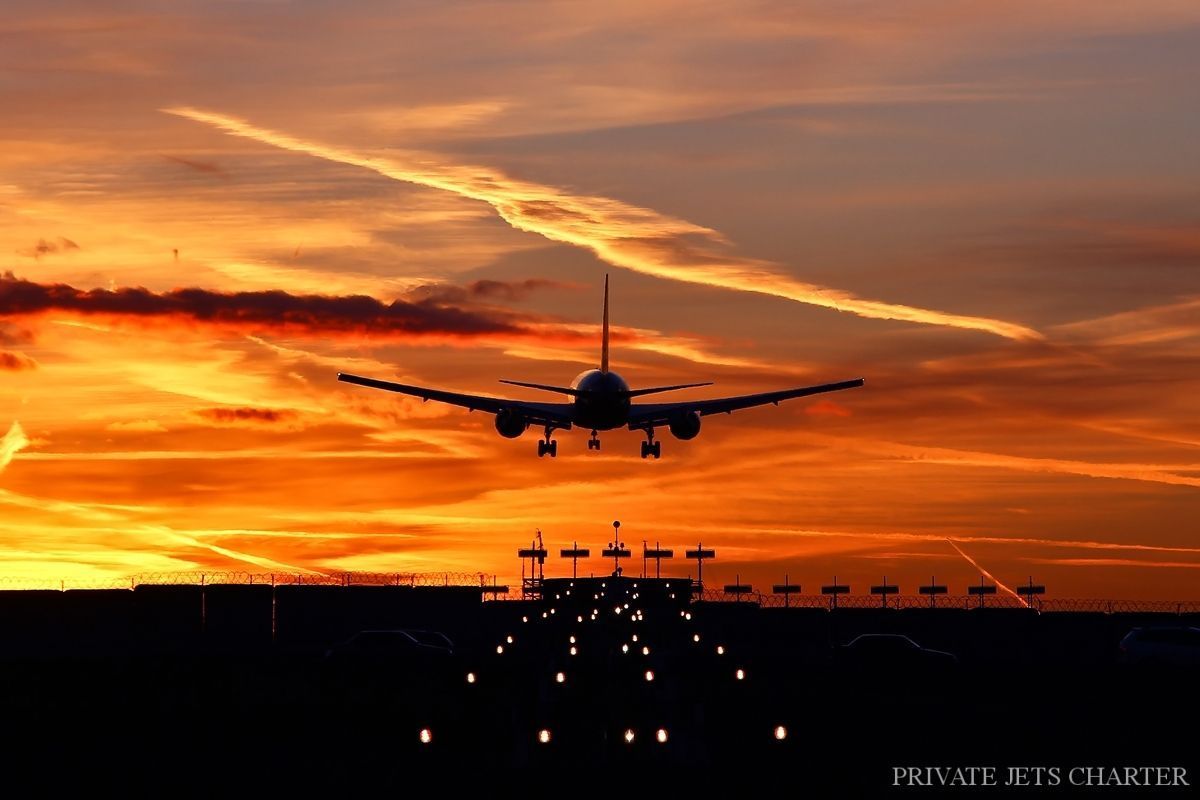 airplanes in the sunset