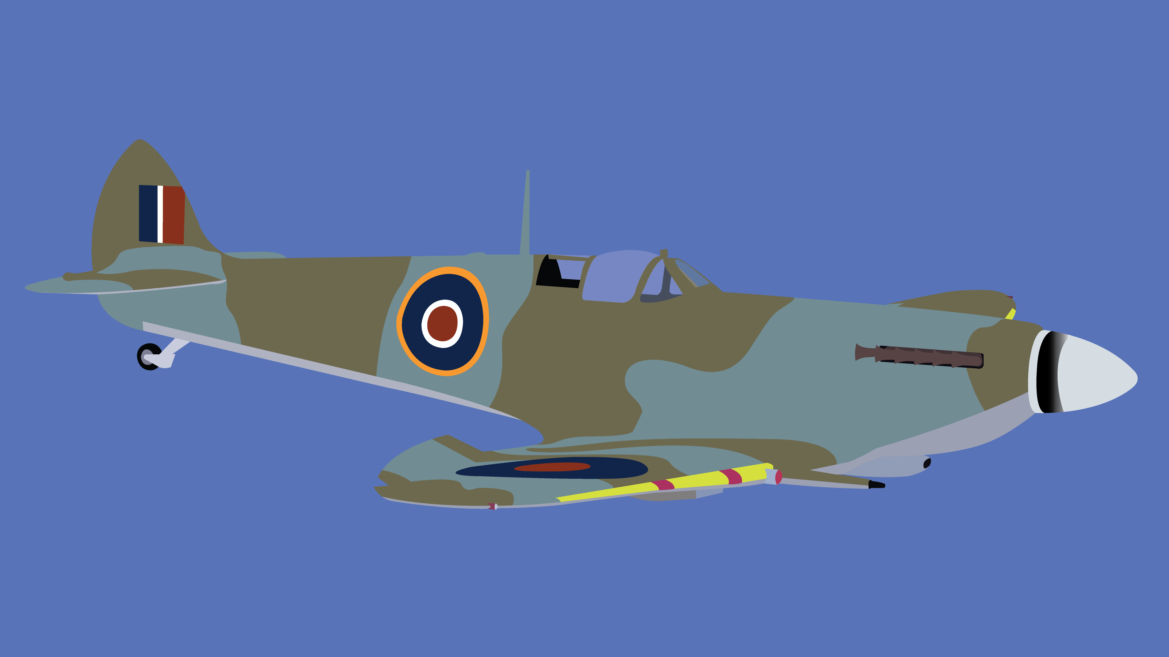 Spitfire LF Mk IX Minimalist Flat Style Vector Wallpaper