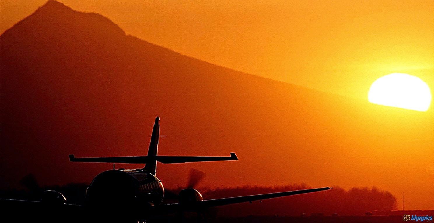 Plane With Sunset Wallpaper HD. Background Wallpaper Gallery