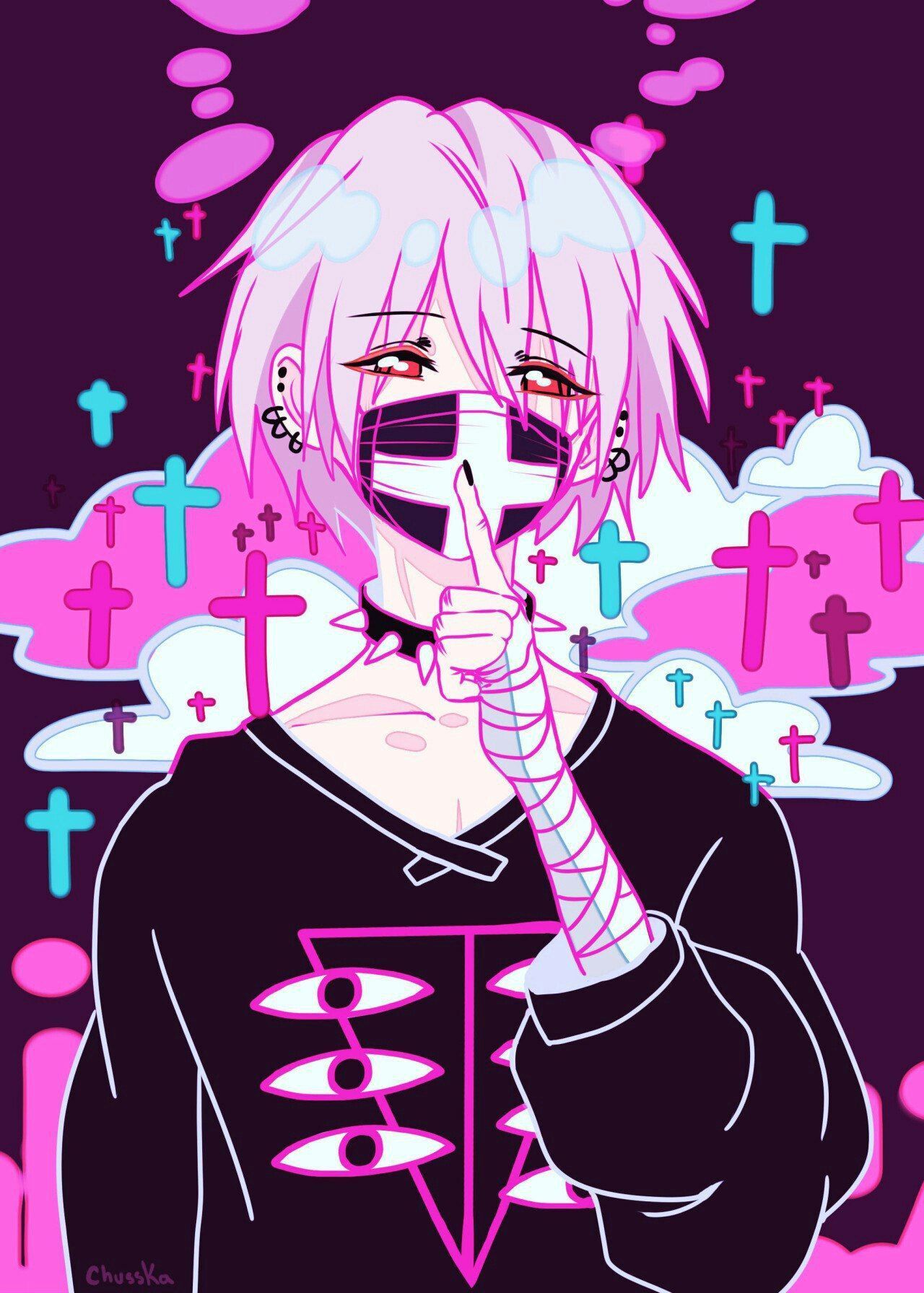 Pastel Goth boy. Dibujos de anime, Arte de anime