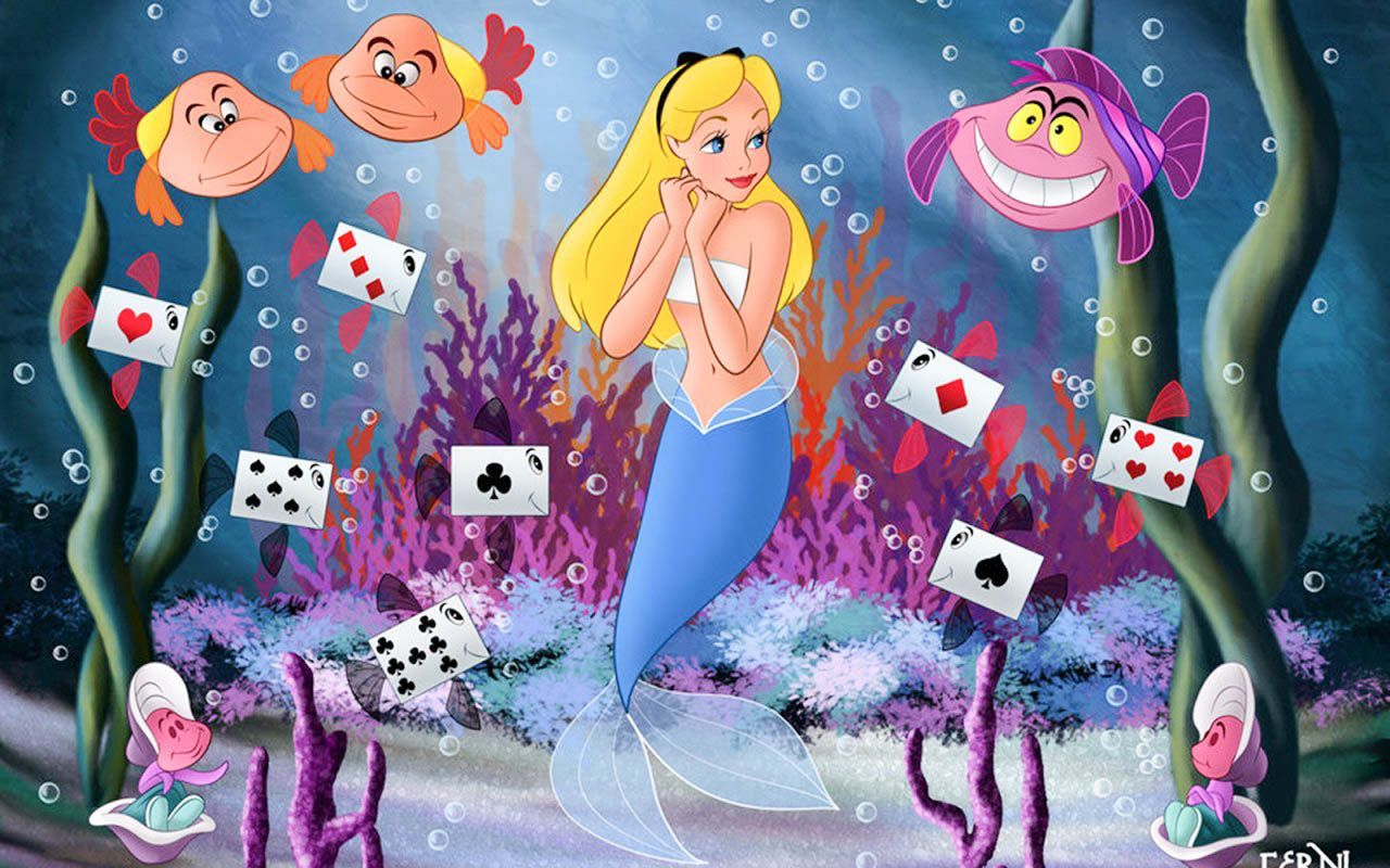 Alice In Wonderland Cartoon HD Desktop Background HD Wallpaper. Alice in wonderland cartoon, Alice in wonderland disney, Mermaid disney