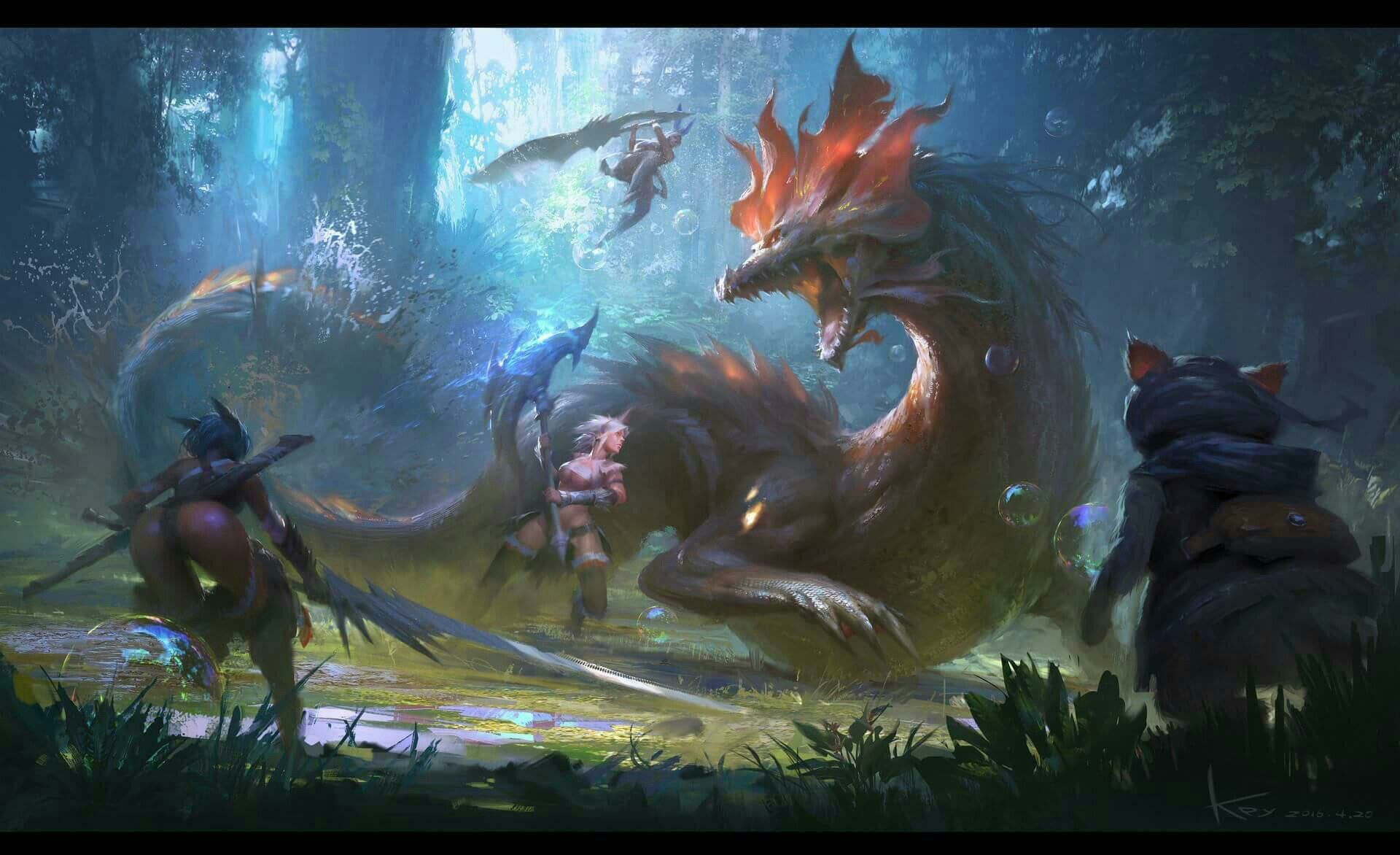 Download Thrilling Monster Hunter Mobile Game Scene Wallpaper | Wallpapers .com