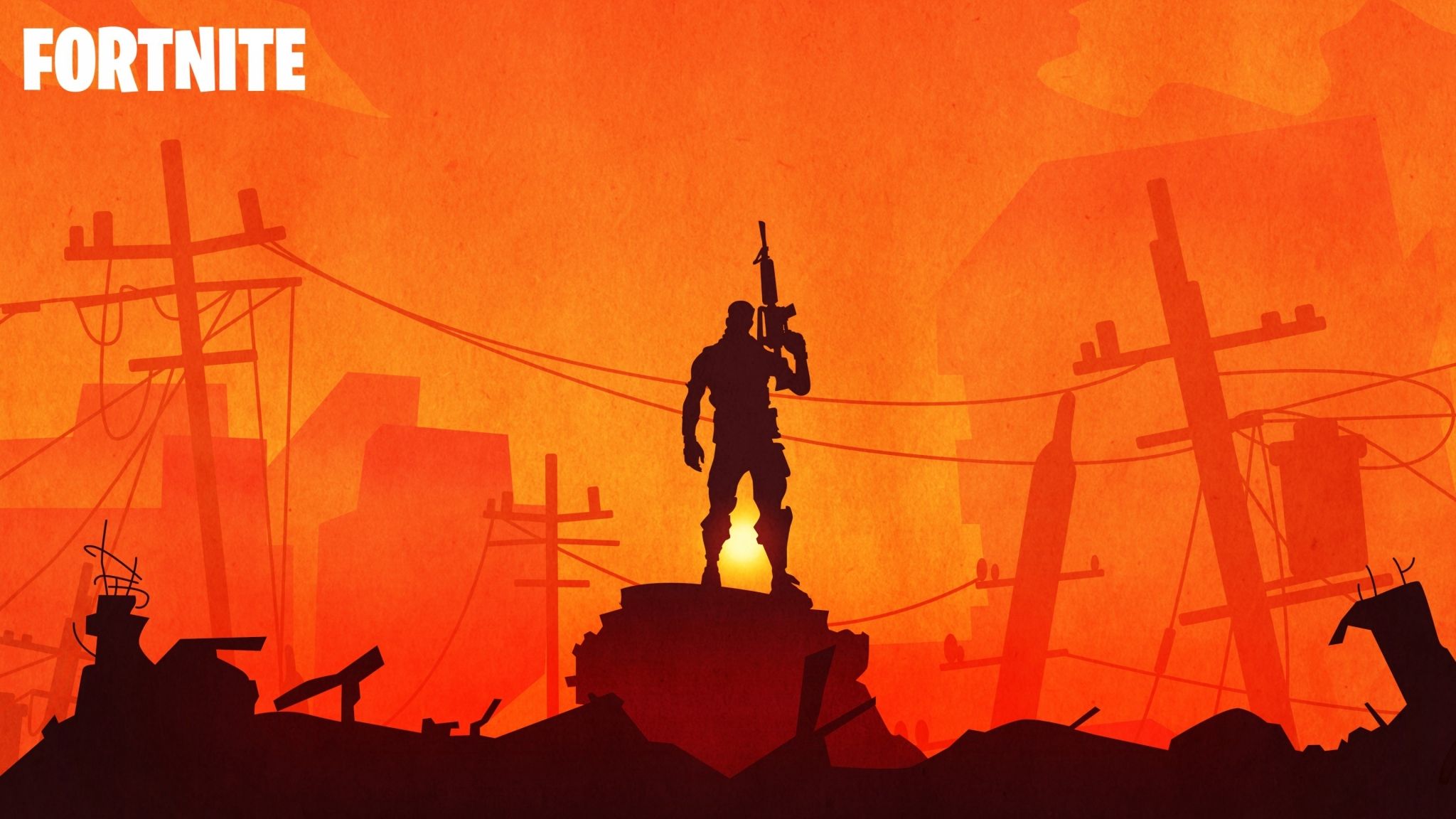 Download Fortnite Warrior Silhouette In Sunset Ultra Wide monitor