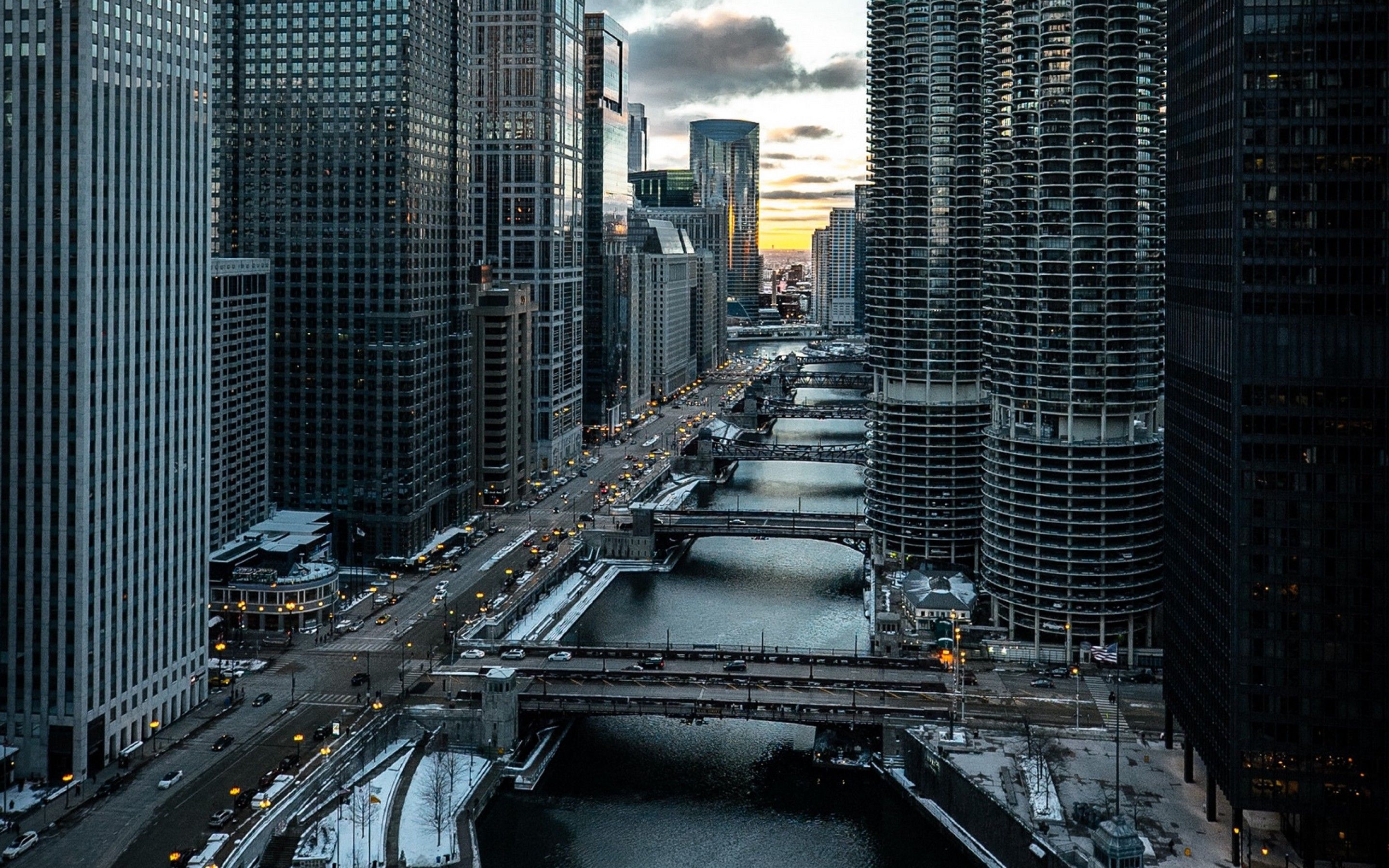Chicago bridge aerial view HD Wallpaper 15 Retina Macbook Pro