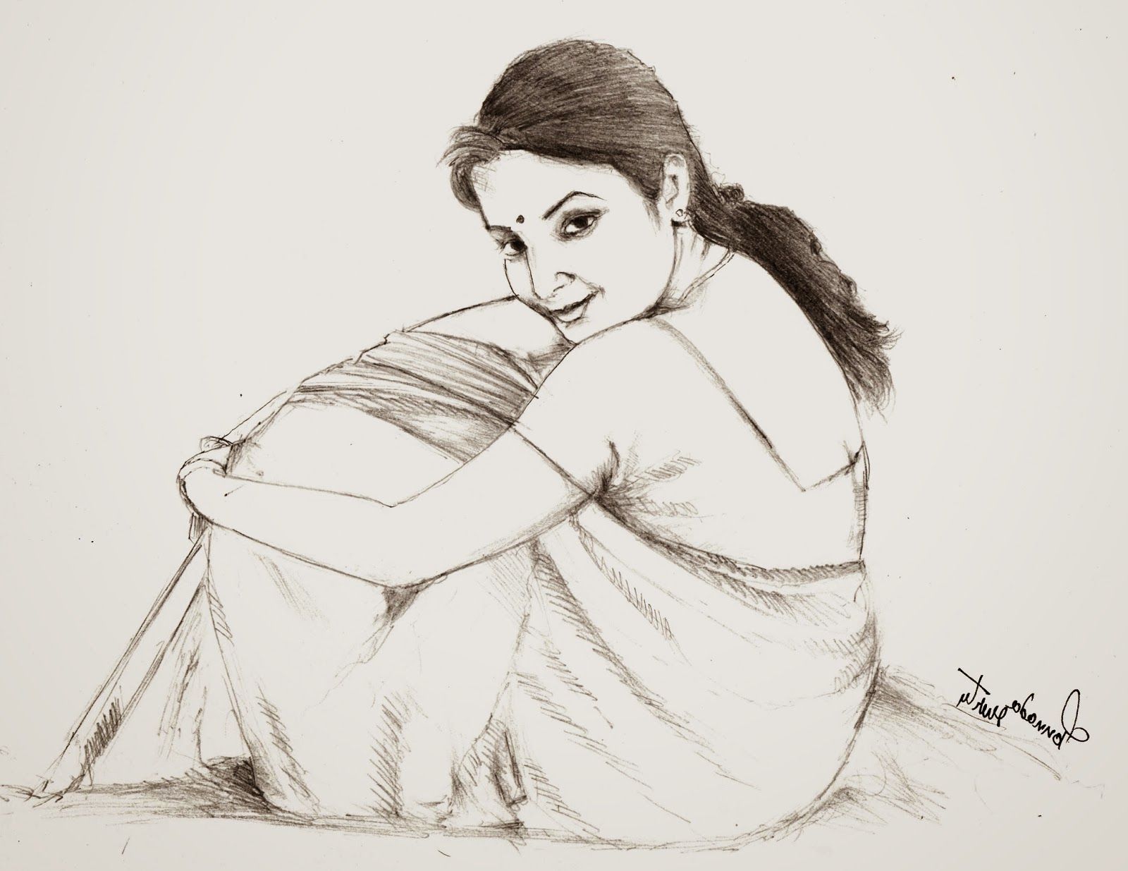 Most Popular Pencil Drawing Image Of Village Girl