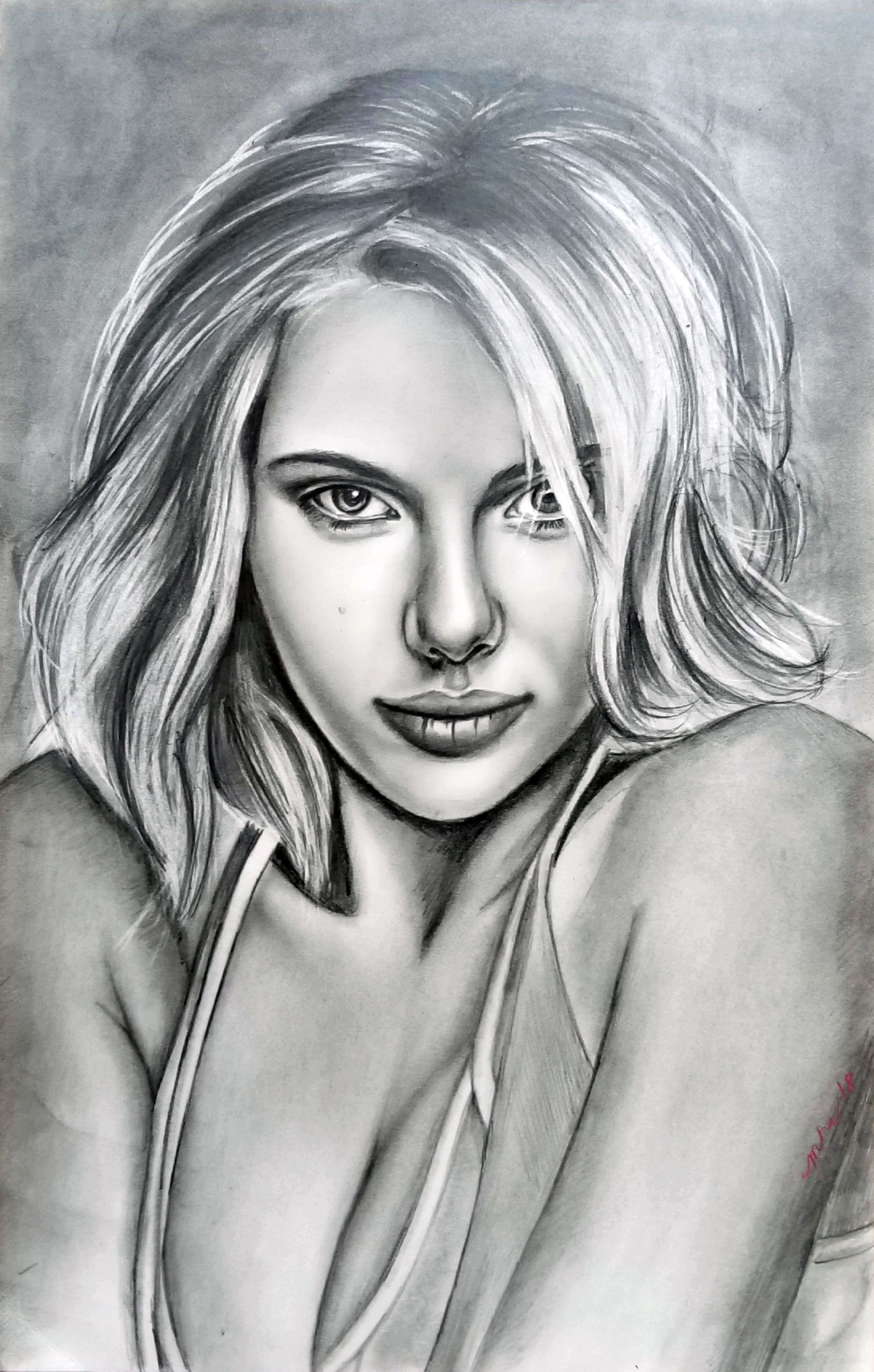 Scarlett Johansson Pencil drawing. Female face drawing, Woman drawing