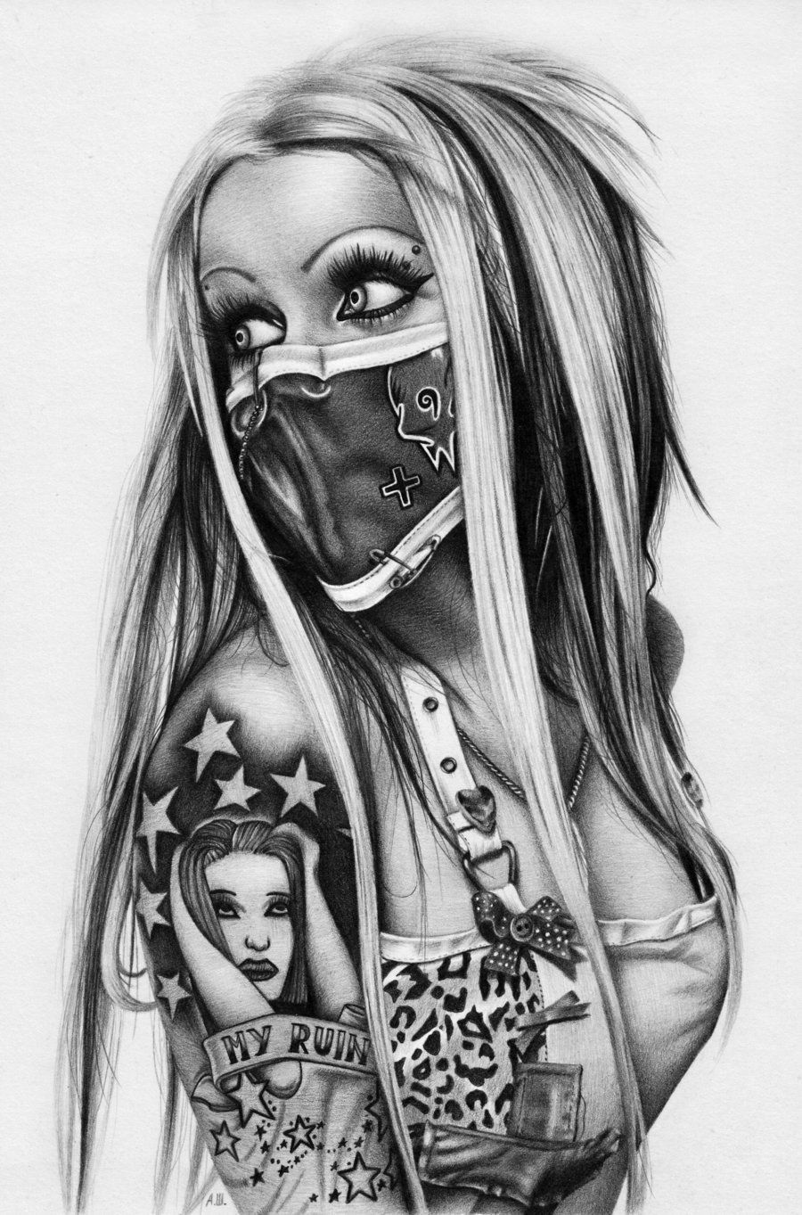 female evil demon. Incredible Drawings and Pencil Illustrations