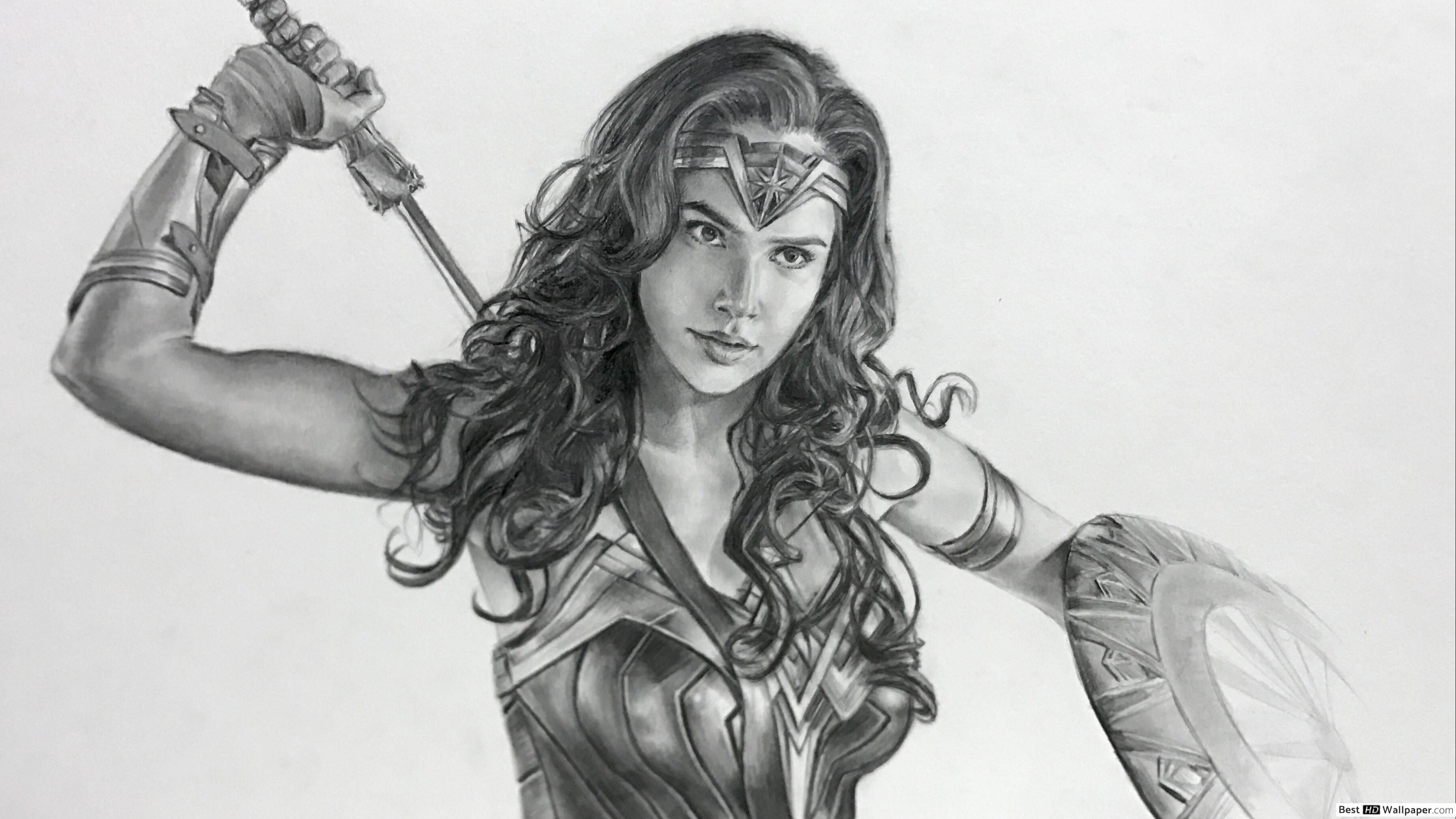 Wonder Woman movie Gadot sketch HD wallpaper download