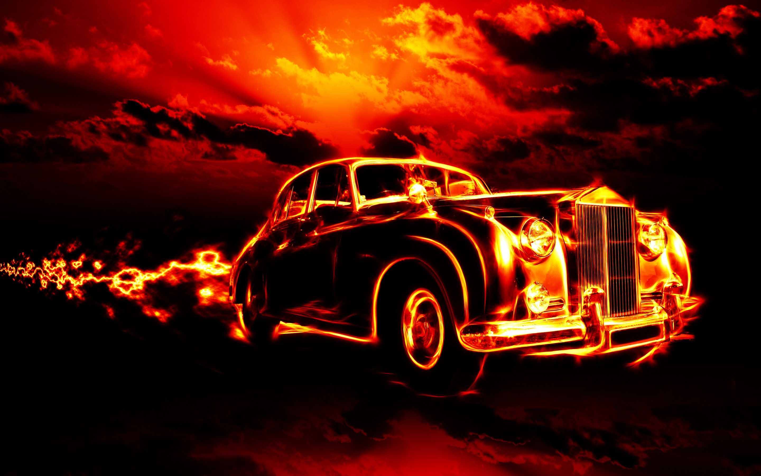 Fire Classic Car HD Wallpaper For Deskx1800