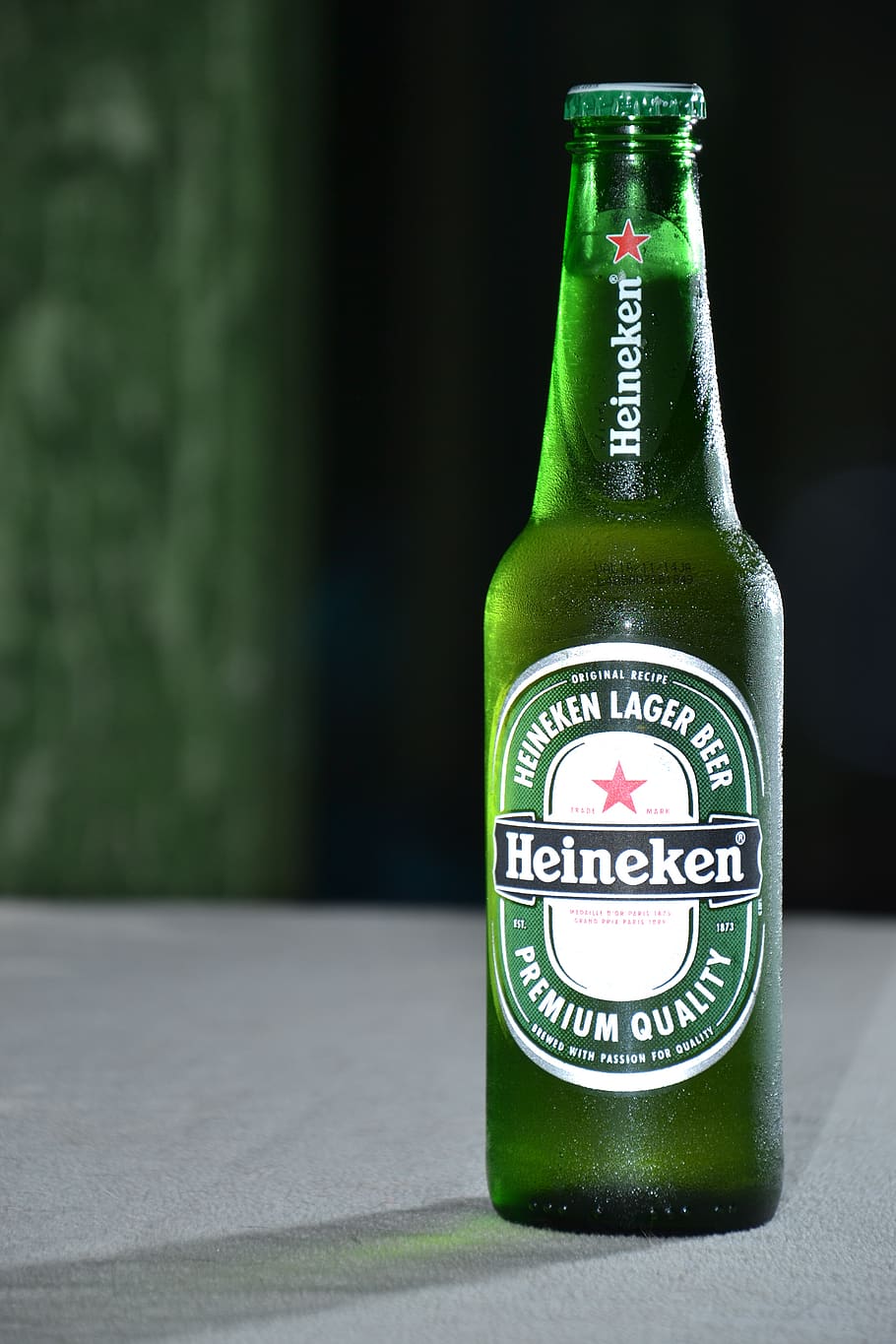 HD wallpaper: heineken, beer, bottle, green, brightness, drinks