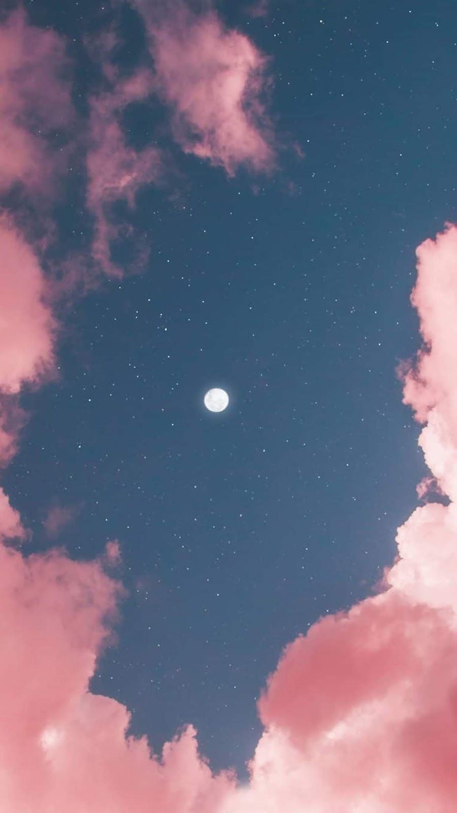 Full moon in pink sky by matialonsor. Pink sky, Sky aesthetic