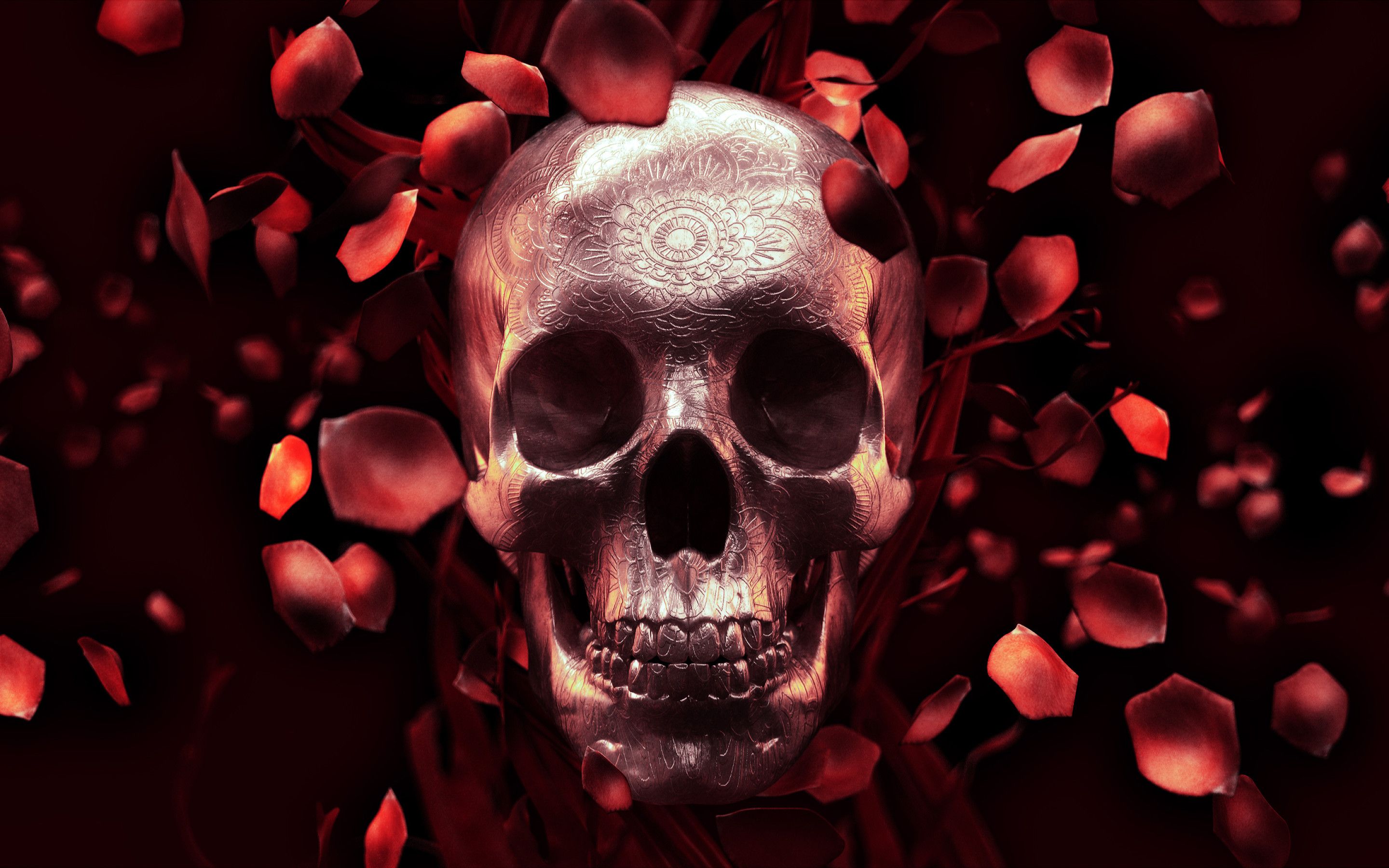 Rose Petal Skull Macbook Pro Retina HD 4k Wallpaper