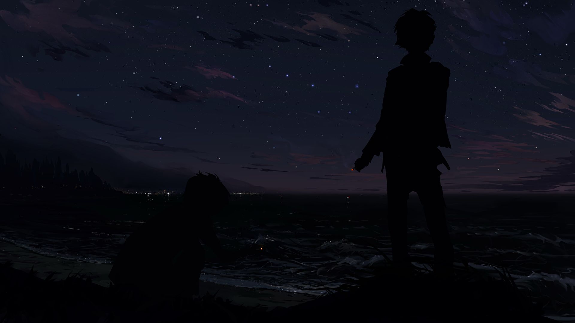 Picture Boys Silhouette Anime Night 1920x1080