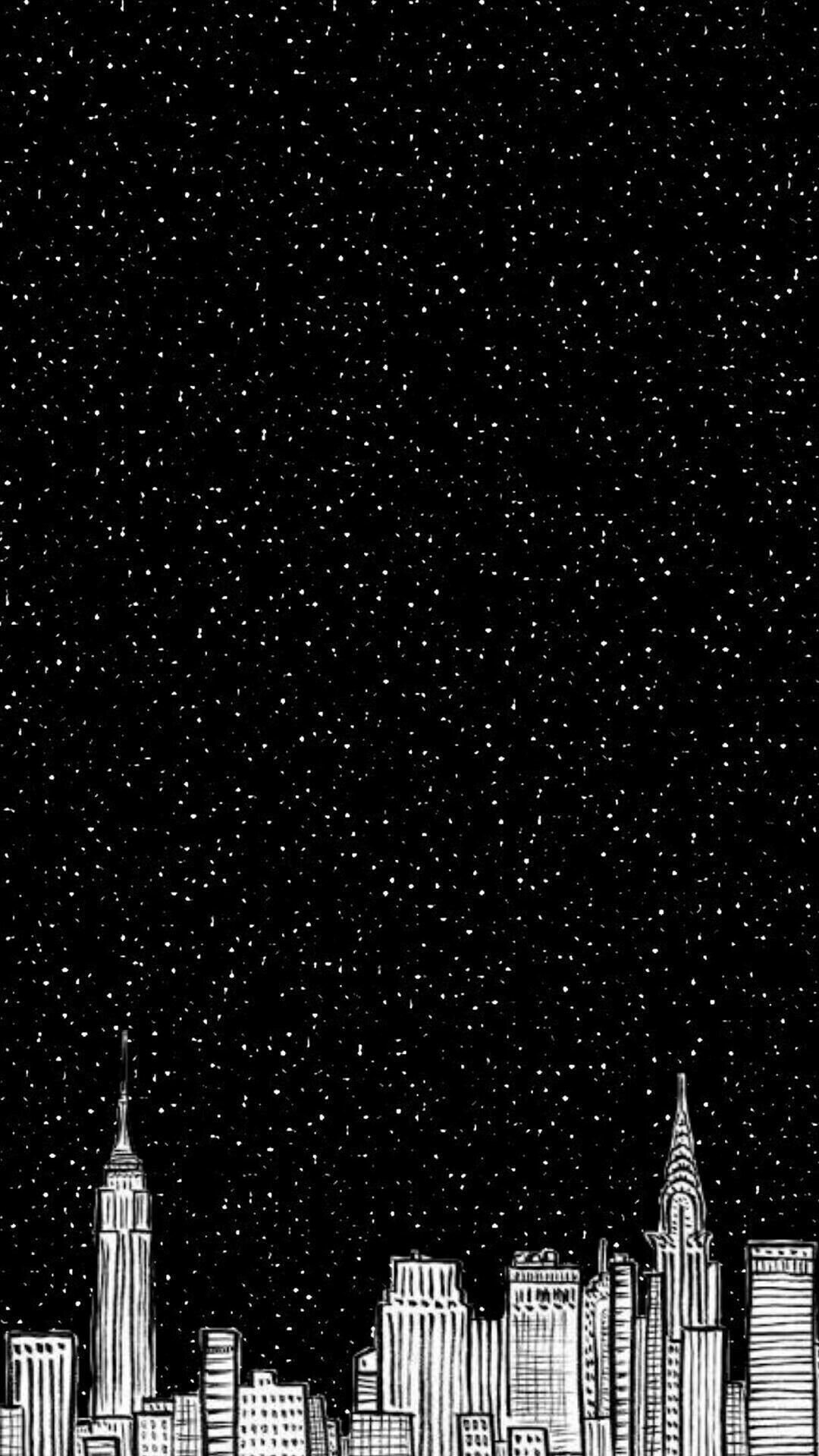 IPhone Wallpaper. Black, Night, Sky, City, Black And White