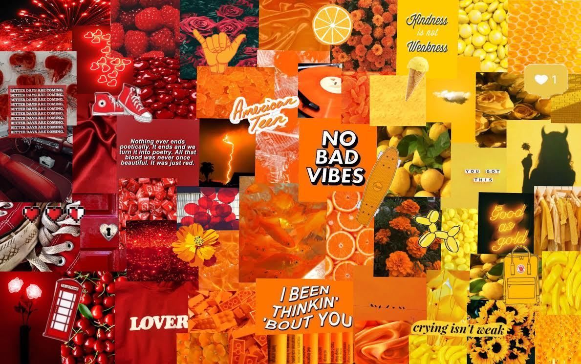 Orange Aesthetic Collage Wallpaper Laptop