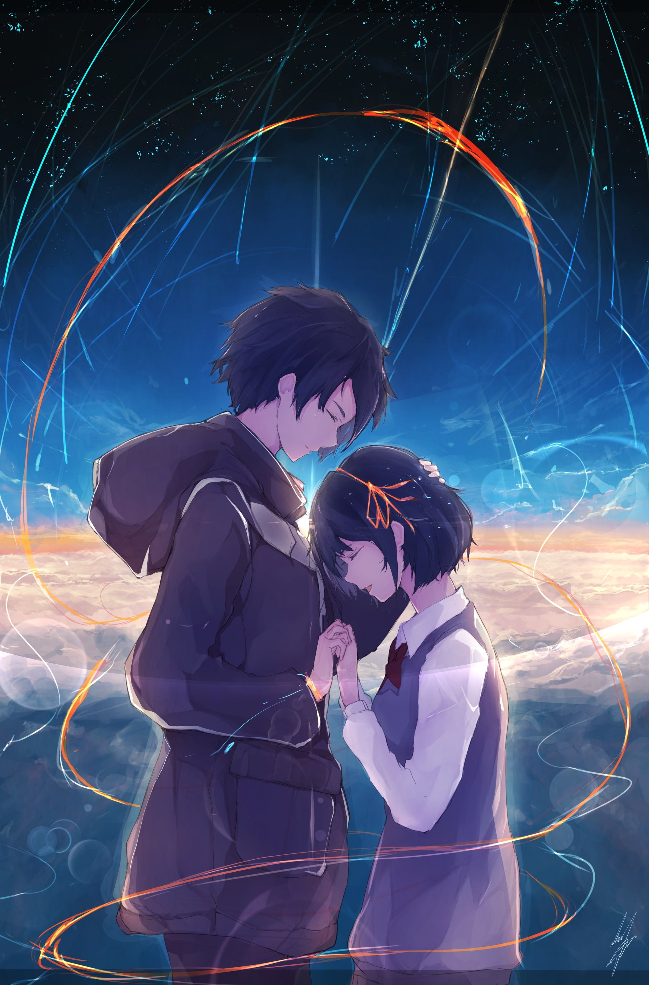 Kimi no na wa, tachibana taki, miyamizu mitsuha, couple, romance