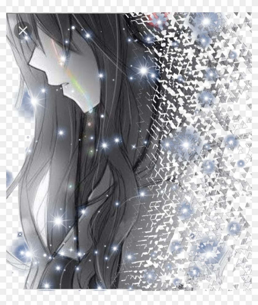 Crying Animegirl Sparkle Depression Freetoedit, HD Png Download