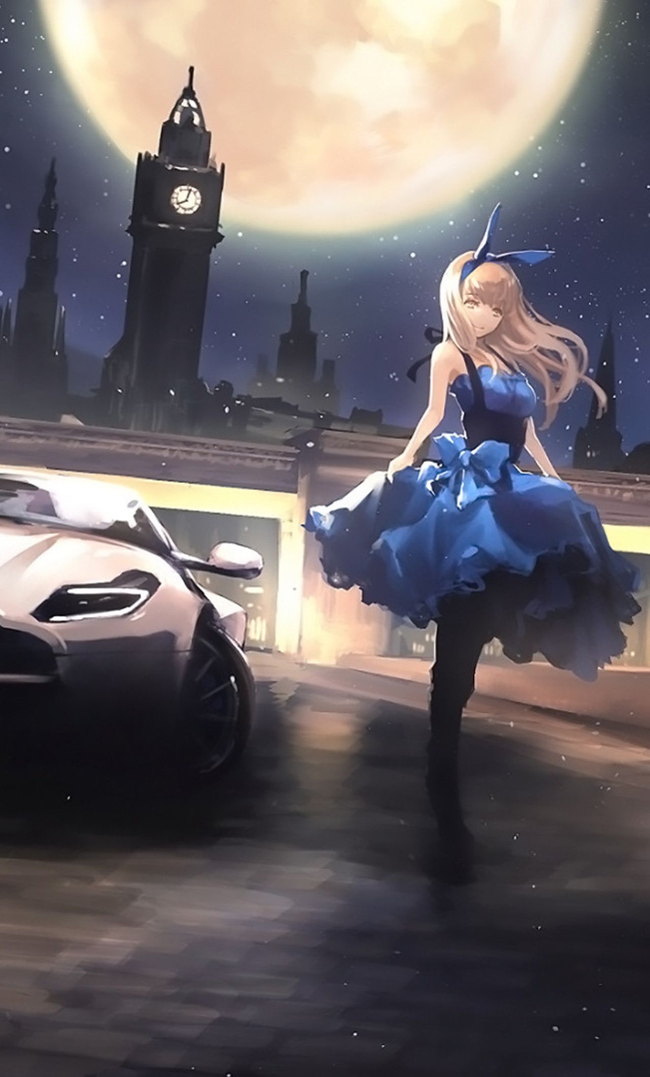 Anime Car And Blonde Girl Gangster iPhone HD 4k Wallpaper, Image, Background, Photo and Picture